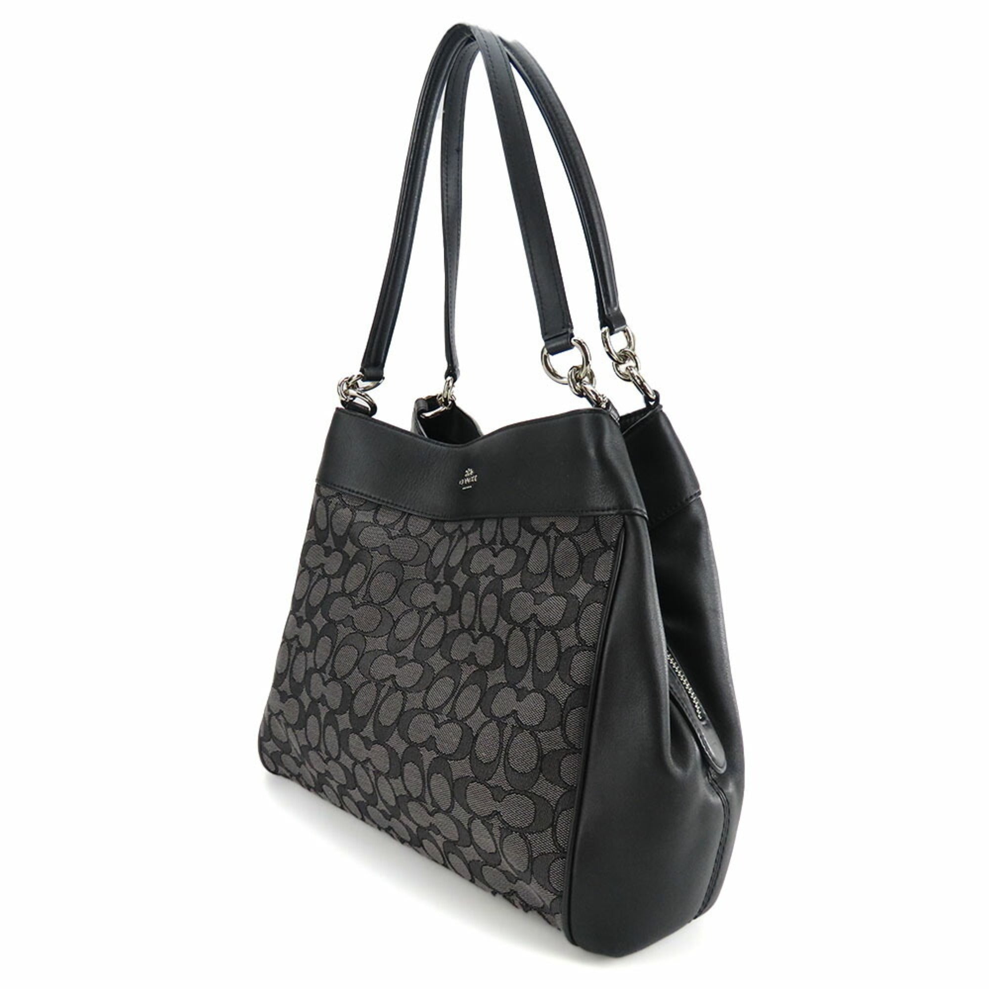 Coach Black Canvas Leather Tote Bag (Pre-Owned)