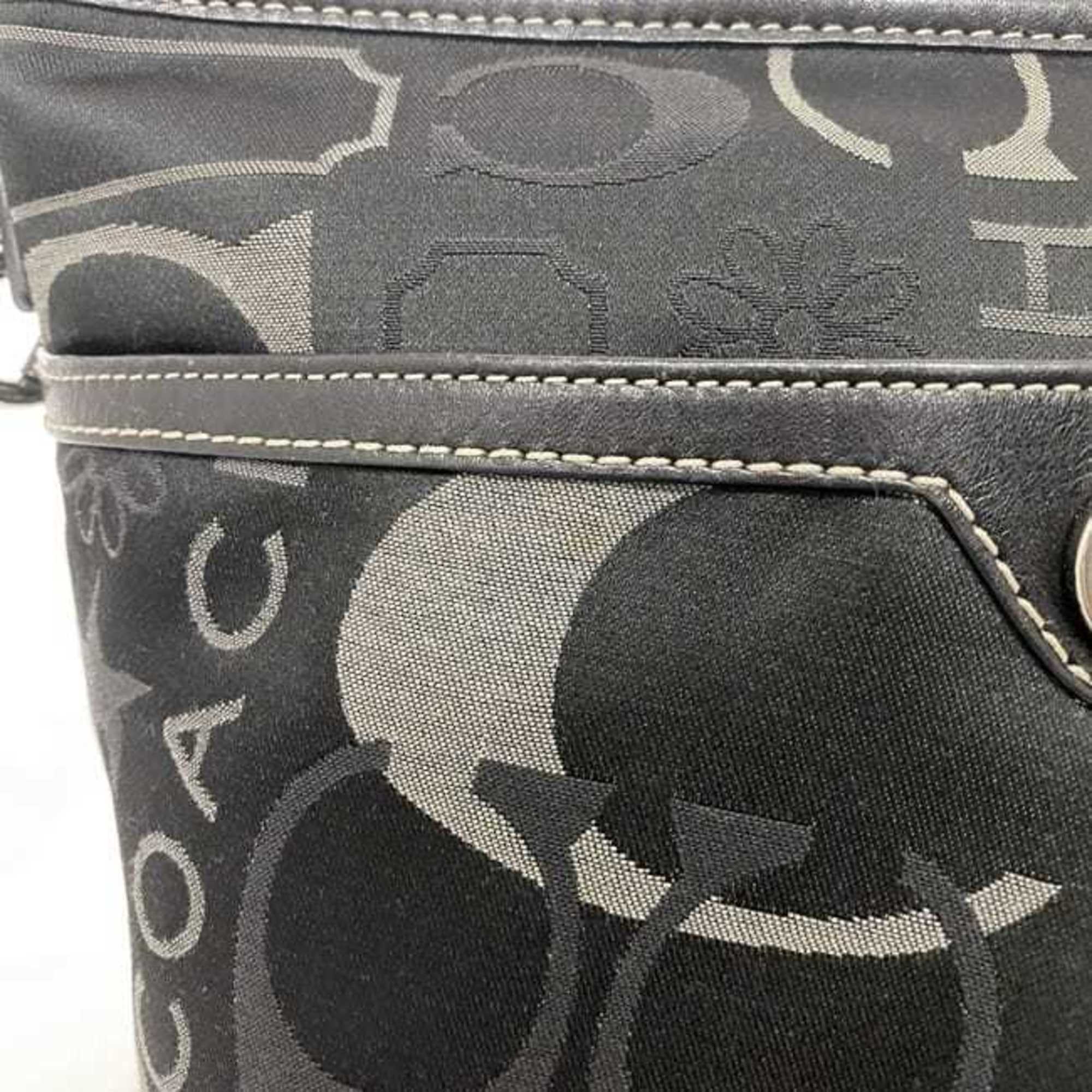 Coach Black Canvas Leather Shoulder Bag (Pre-Owned)