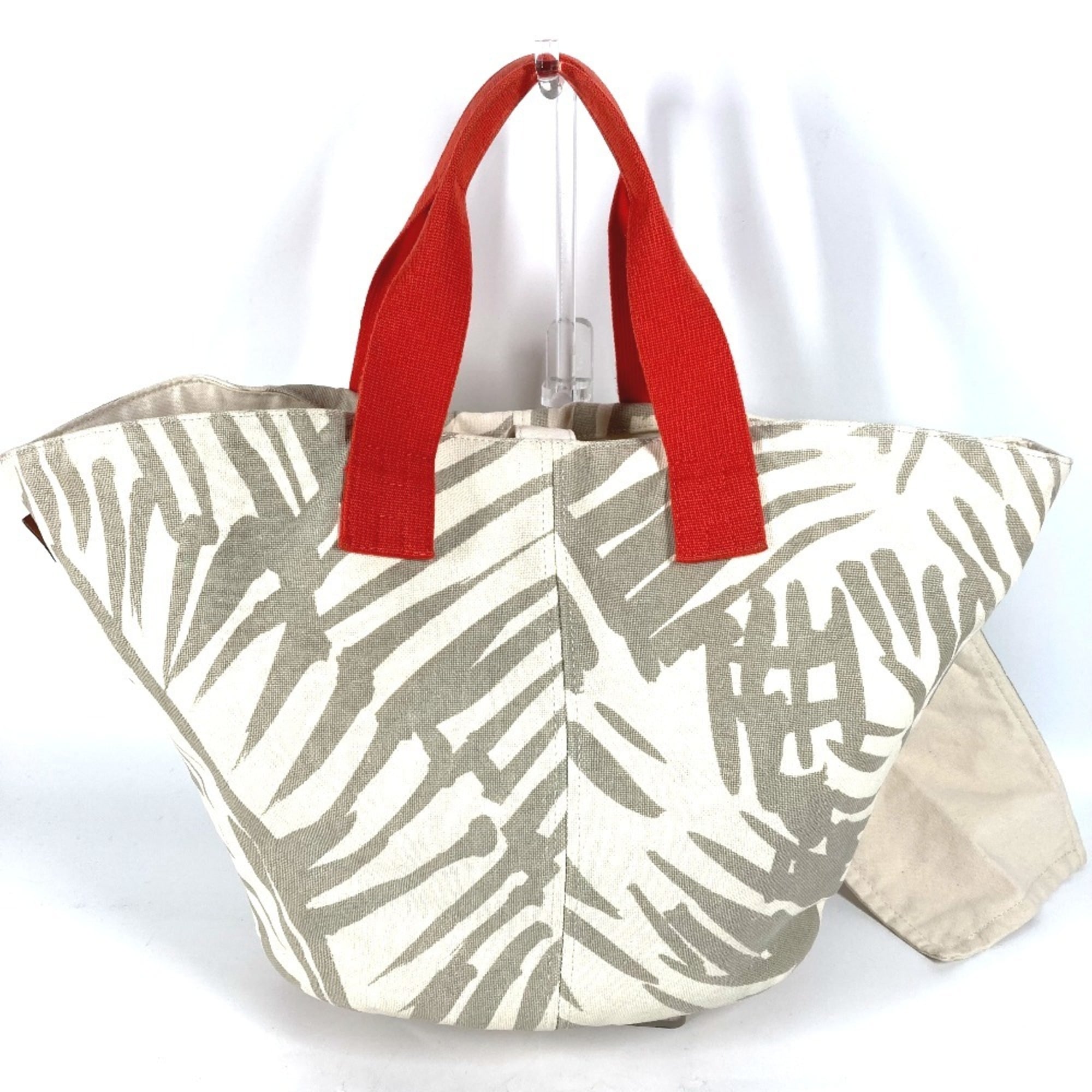 Hermes Beige Orange Canvas Shoulder Bag Tote Bag (Pre-Owned)
