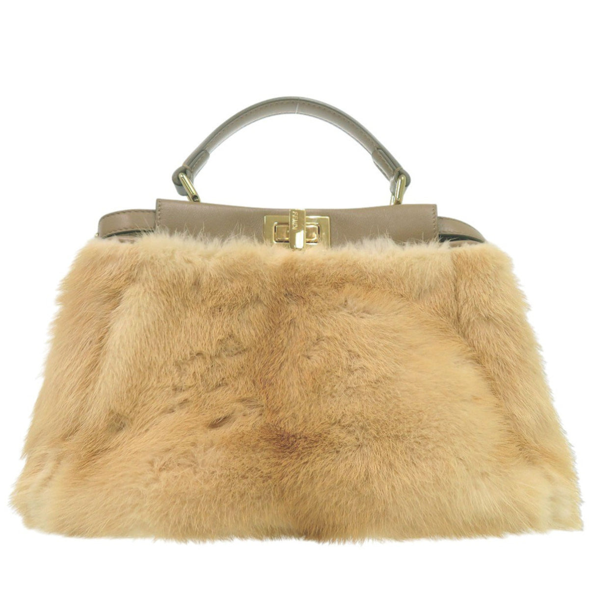 Fendi Beige Leather Fur Handbag (Pre-Owned)