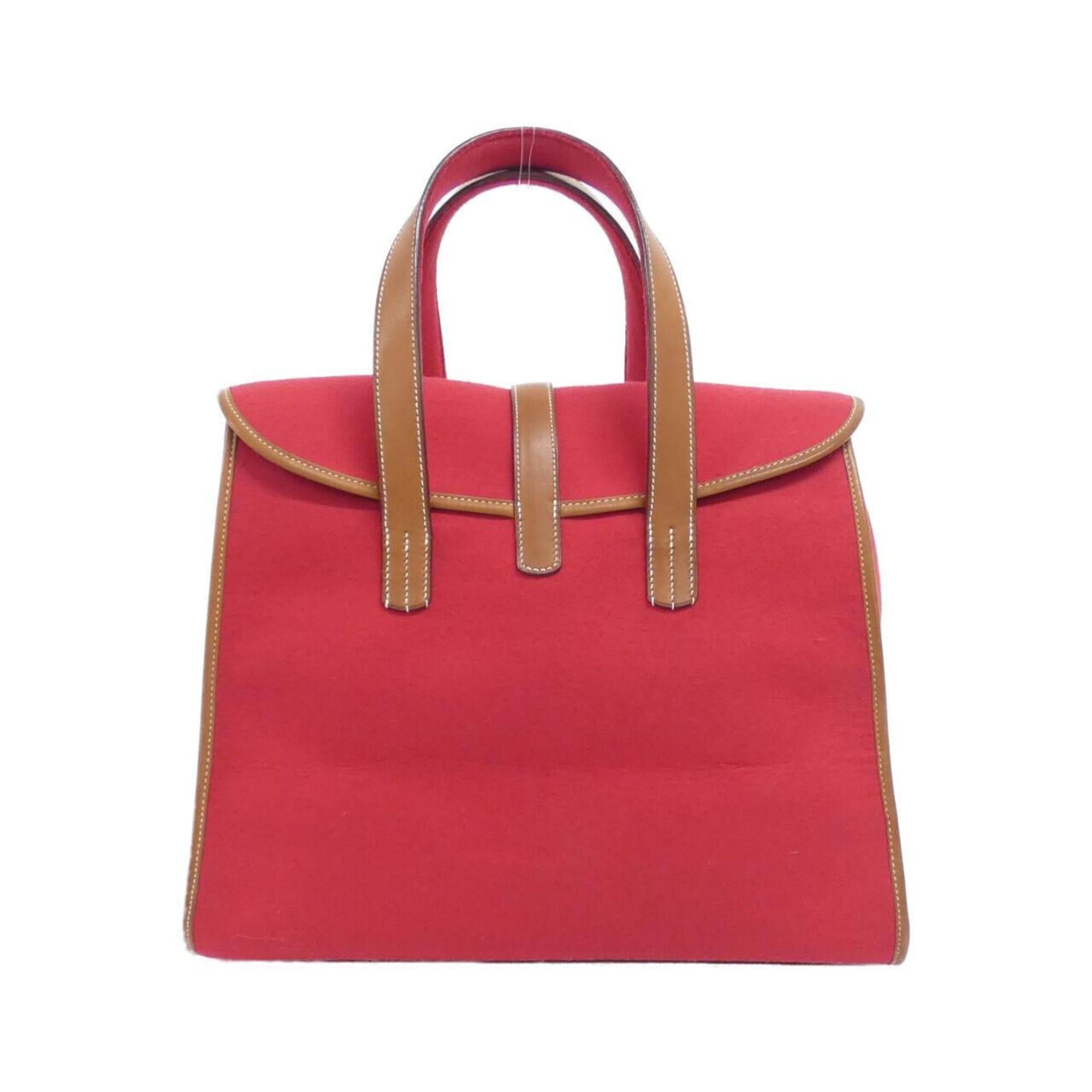 Hermes Fauve Rouge H Felt Barenia Leather Handbag (Pre-Owned)