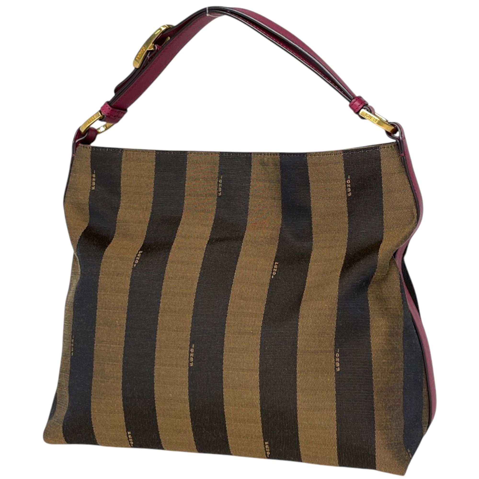 Fendi Black Brown Canvas Leather Shoulder Bag (Pre-Owned)