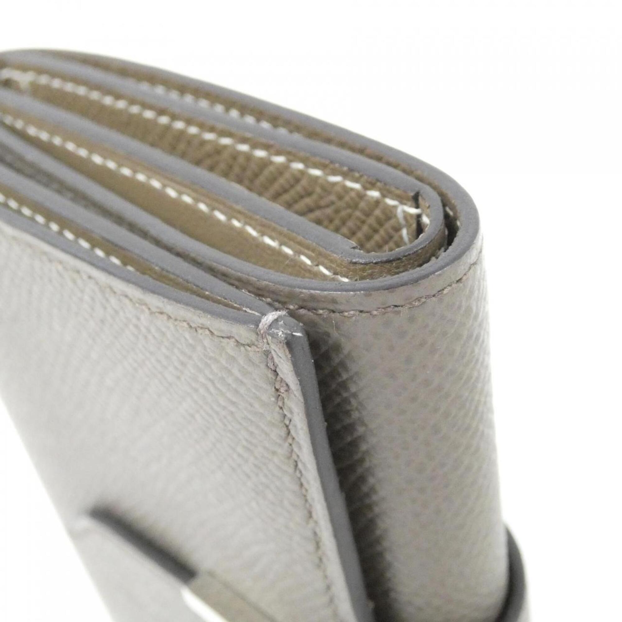 Hermes Etain Etoupe Gray Epsom Leather Wallet (Tri-Fold) (Pre-Owned)