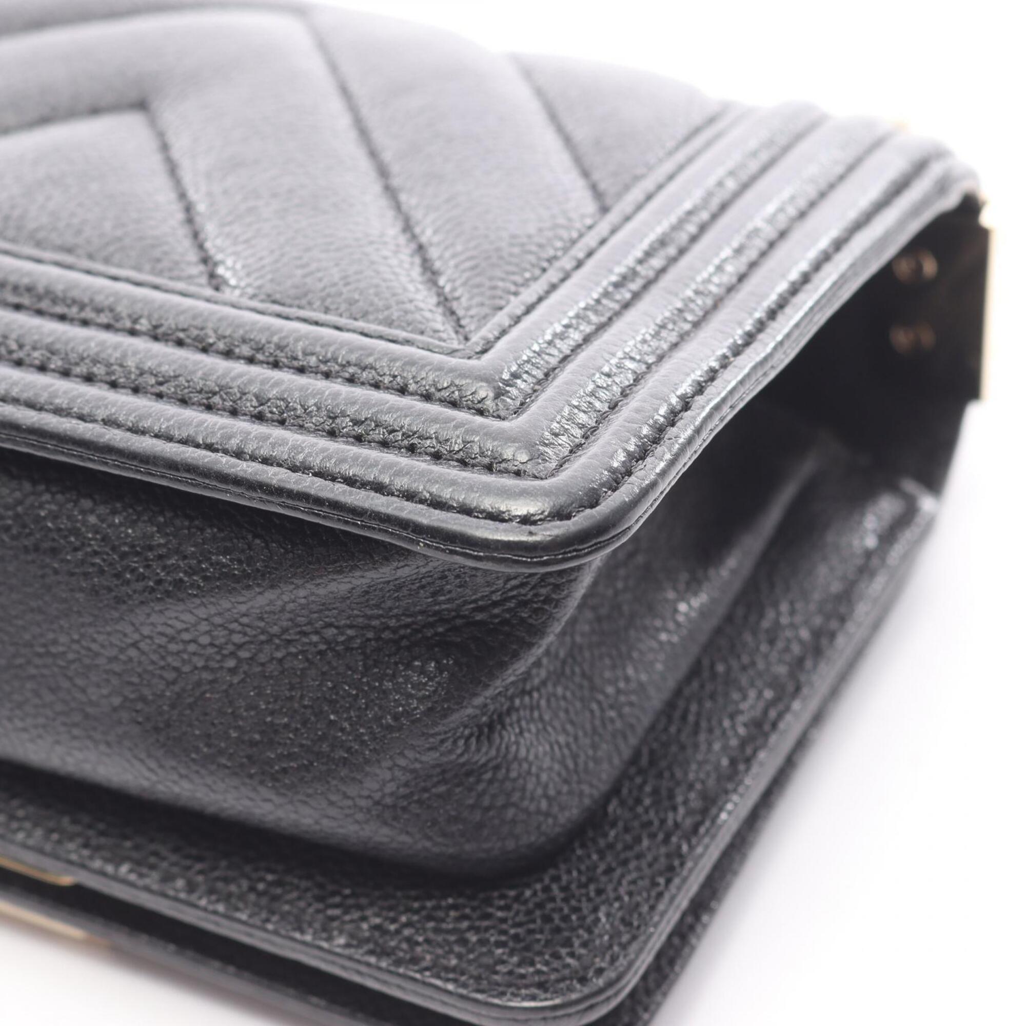 Chanel Black Grained Calfskin Handbag Shoulder Bag (Pre-Owned)