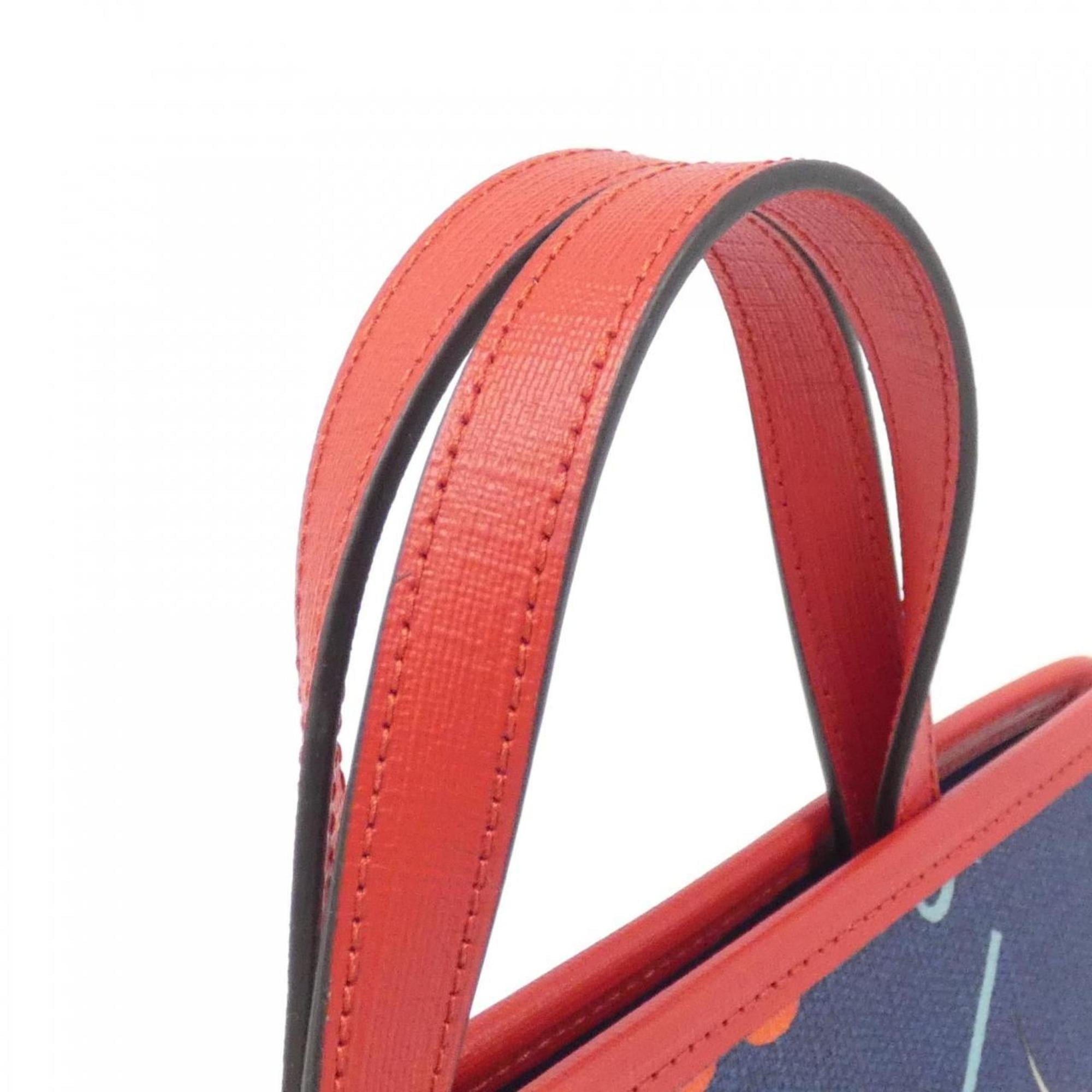Gucci Navy Red Color Canvas Handbag (Pre-Owned)