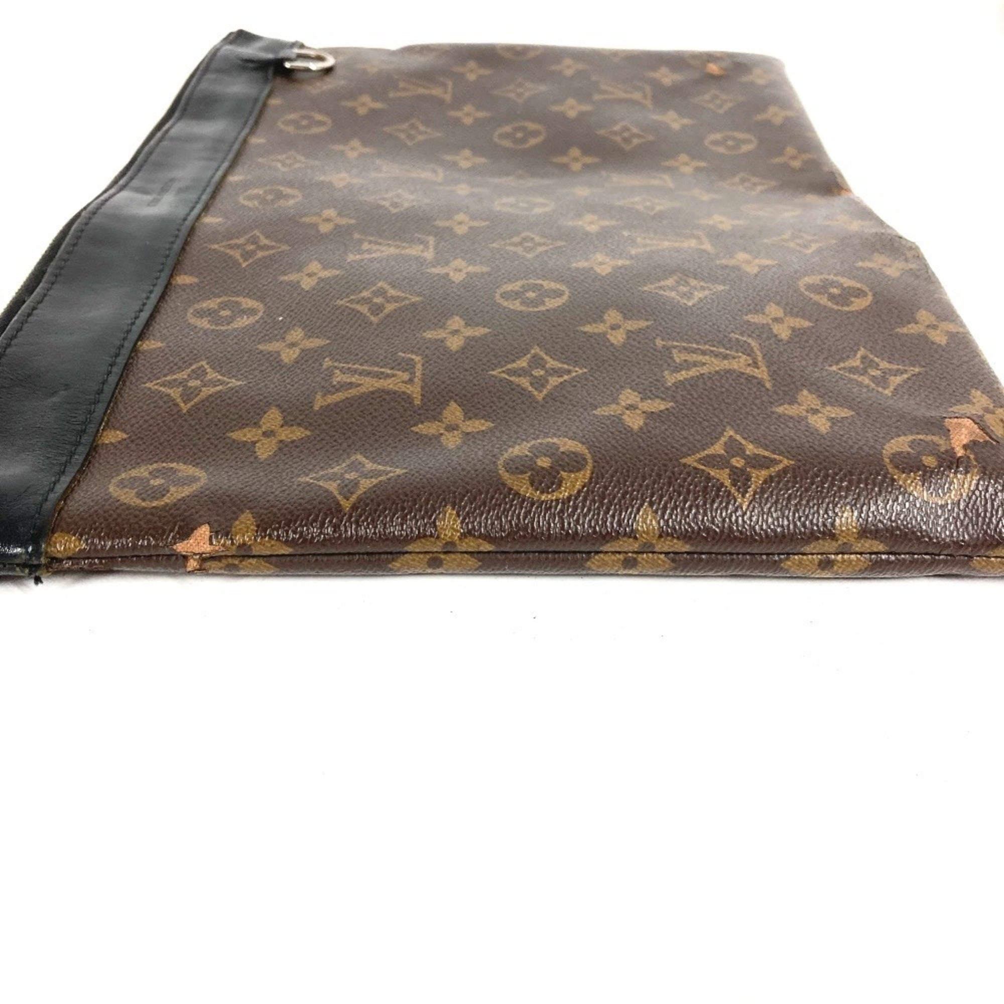 Louis Vuitton Black Brown Monogram Canvas Clutch Bag Handbag Pochette Pouch (Pre-Owned)
