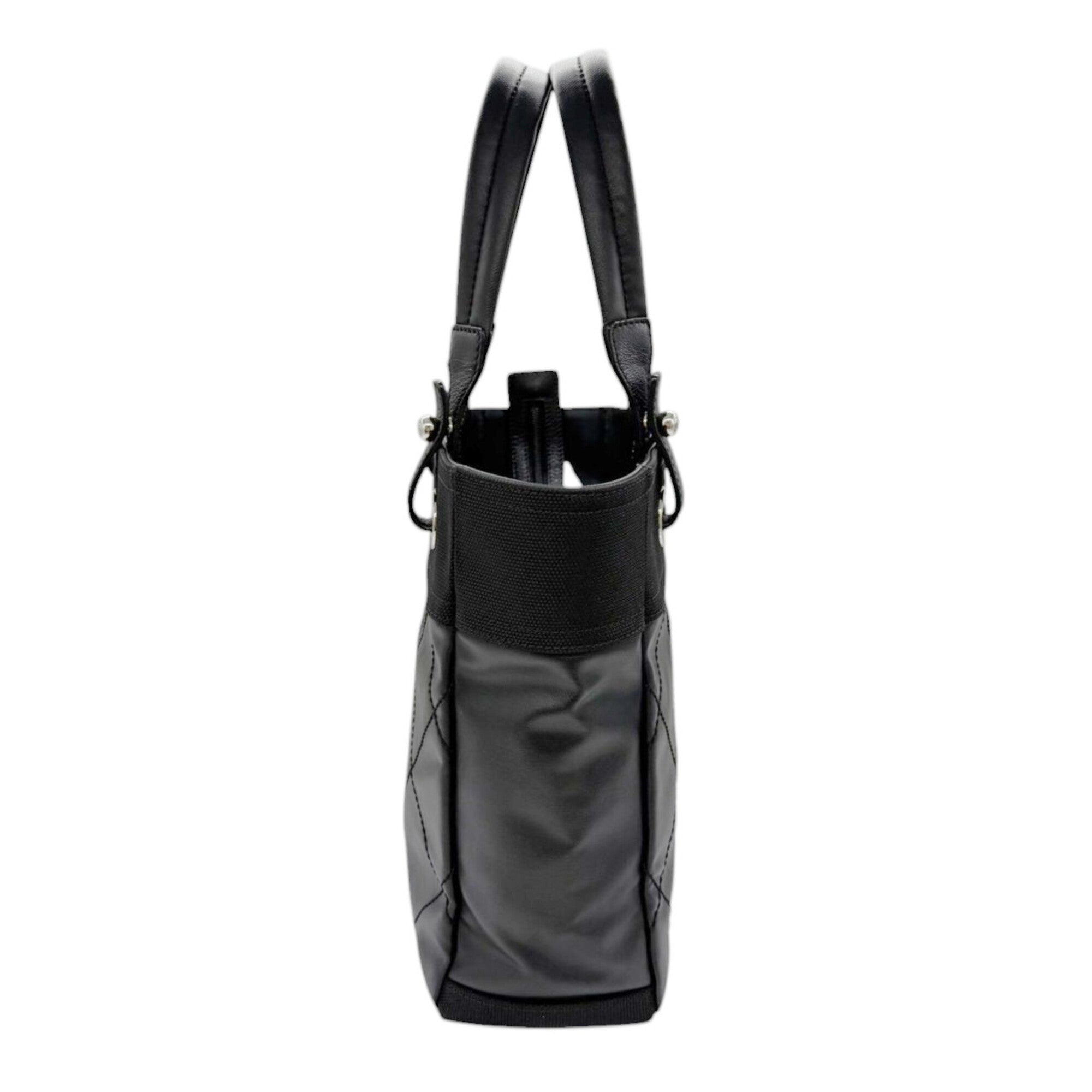 Chanel Black Coated Canvas Leather Tote Bag (Pre-Owned)