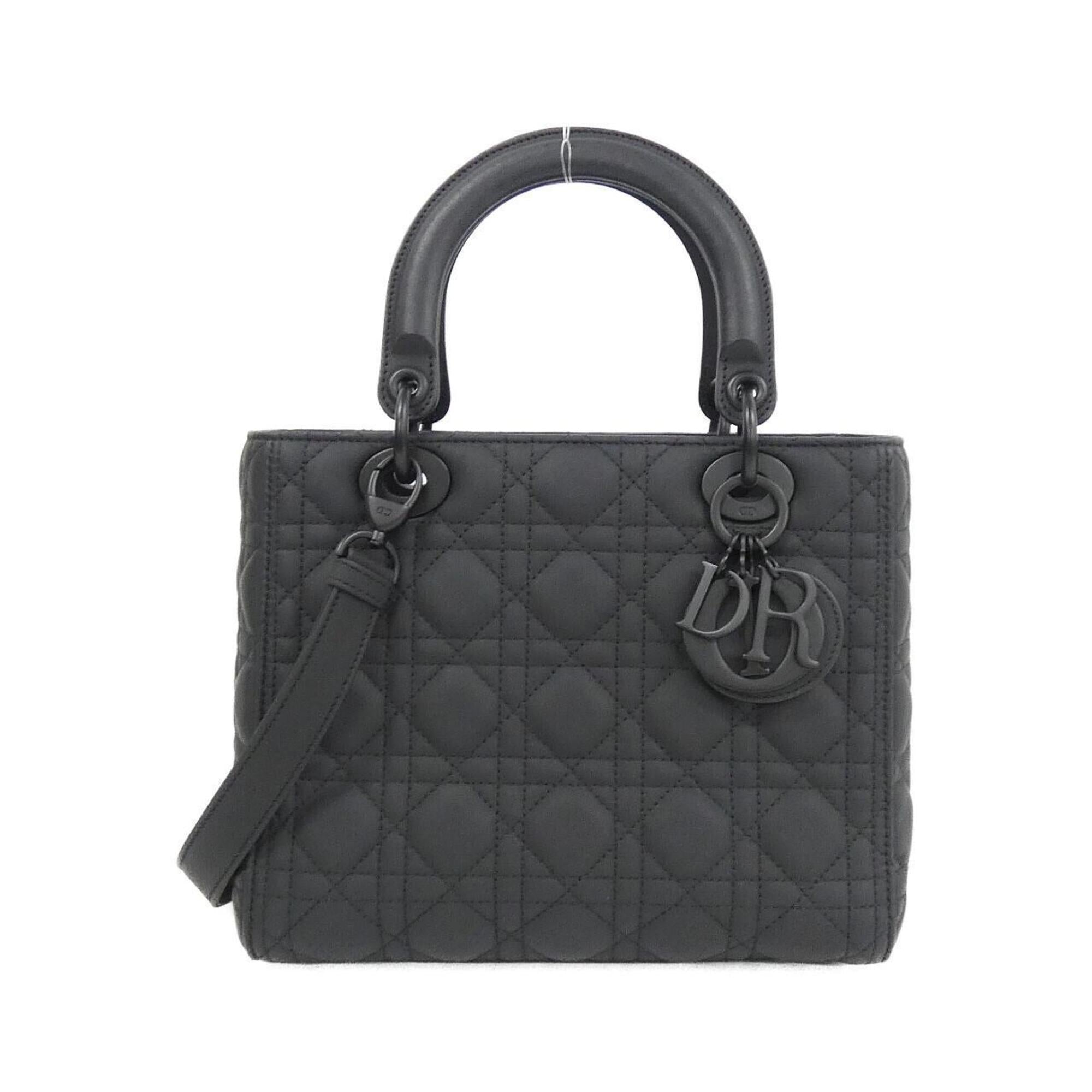 Christian Dior Lady Dior Black Leather Handbag (Pre-Owned)