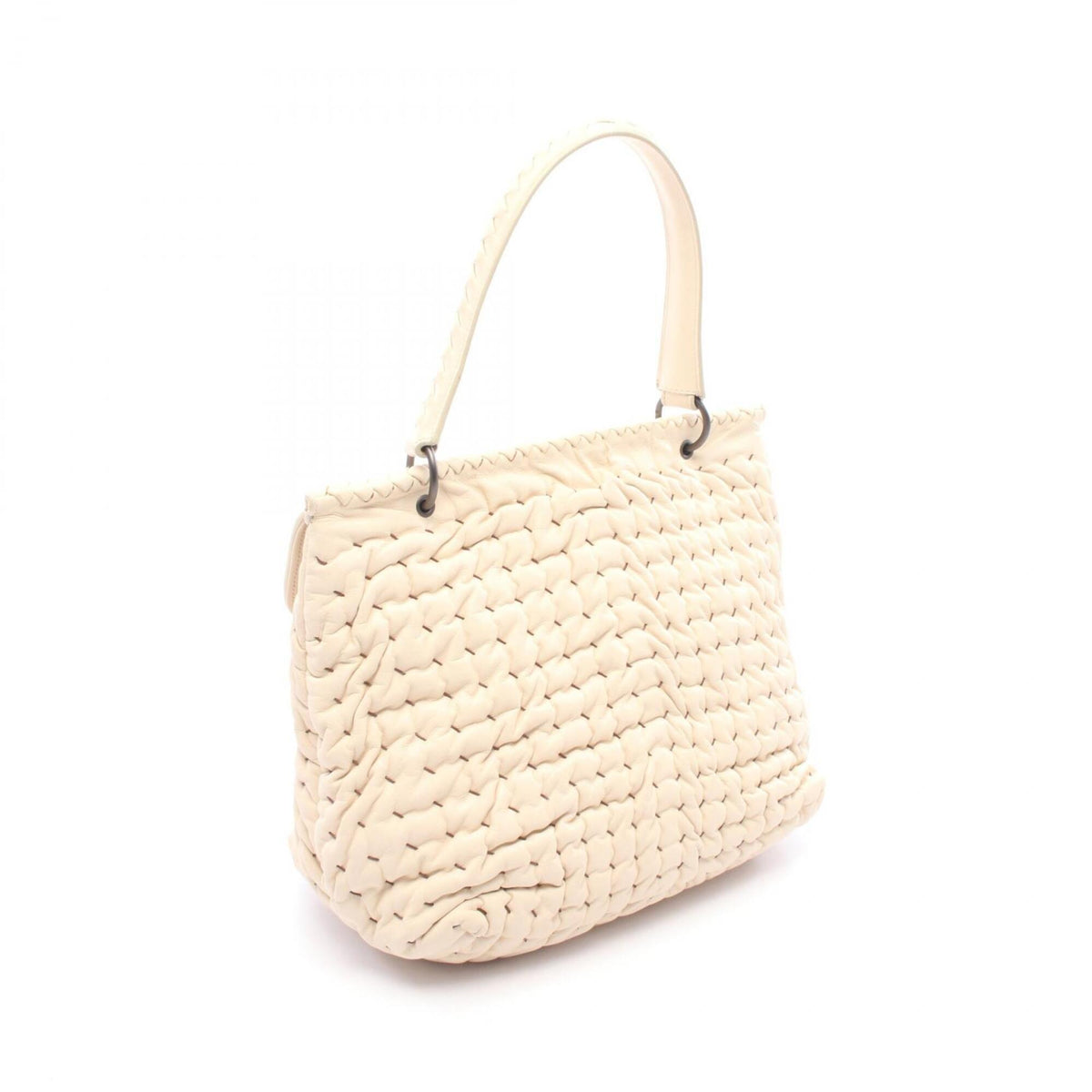 Bottega Veneta Ivory Leather Handbag Shoulder Bag (Pre-Owned)