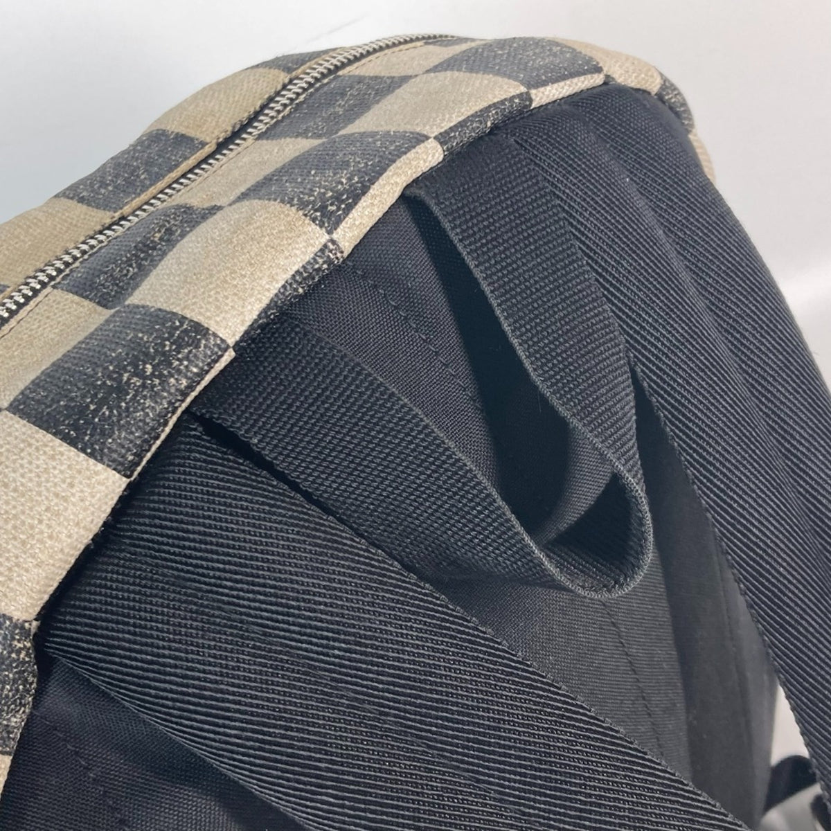 Saint Laurent Beige Black Coated Canvas Leather Backpack (Pre-Owned)