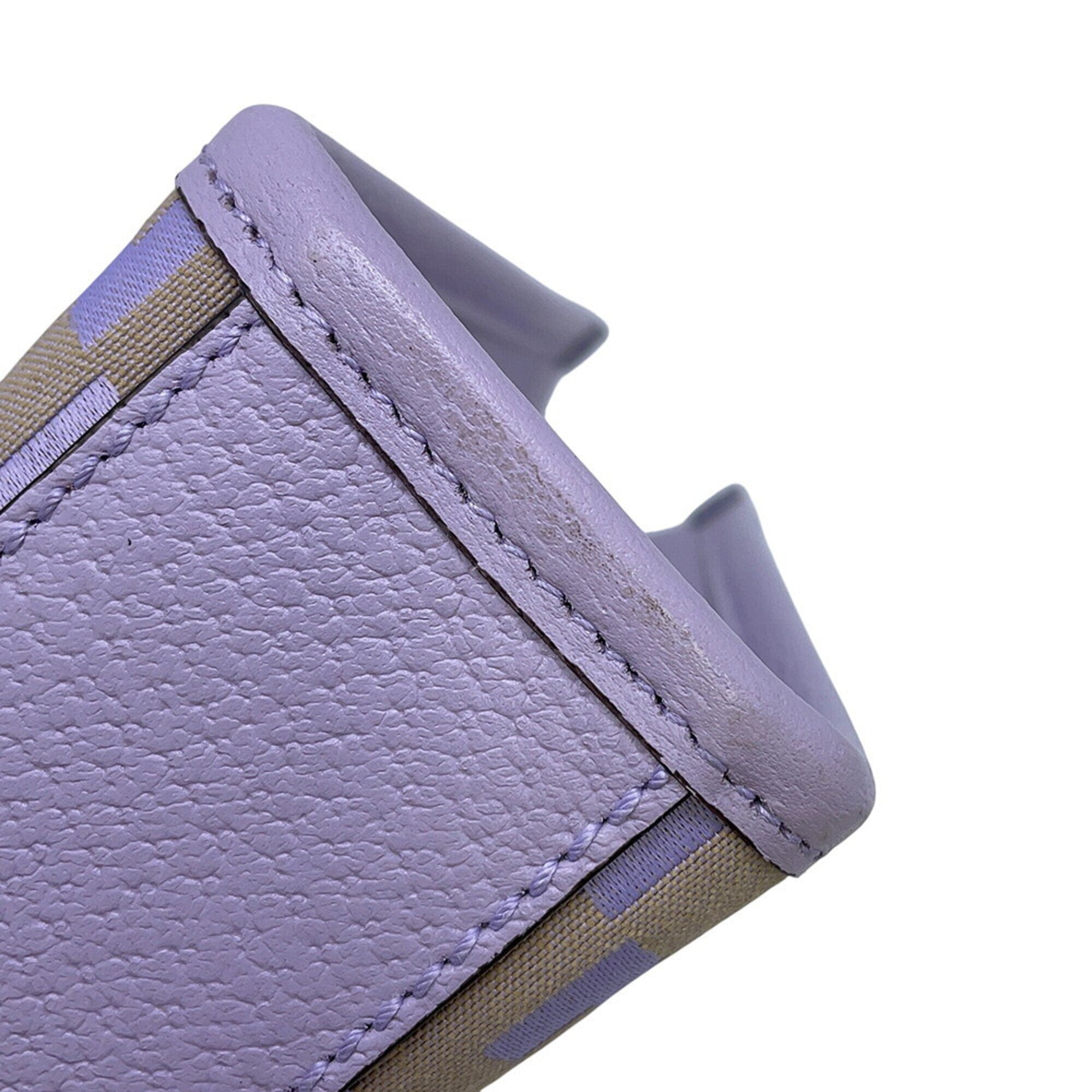 Gucci Beige Purple Gg Canvas Leather Handbag (Pre-Owned)