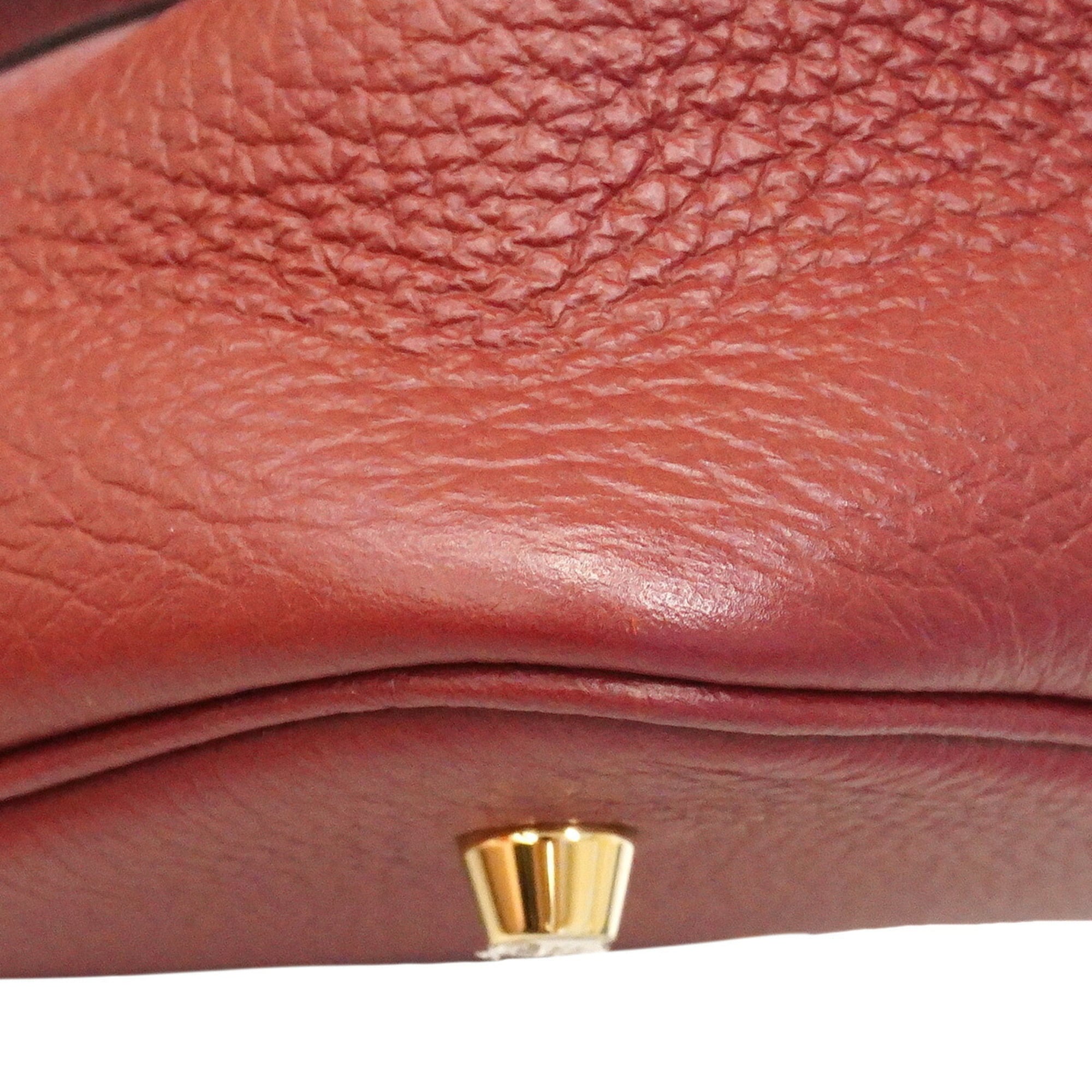 Hermes Rouge H Taurillon Clemence Leather Handbag (Pre-Owned)