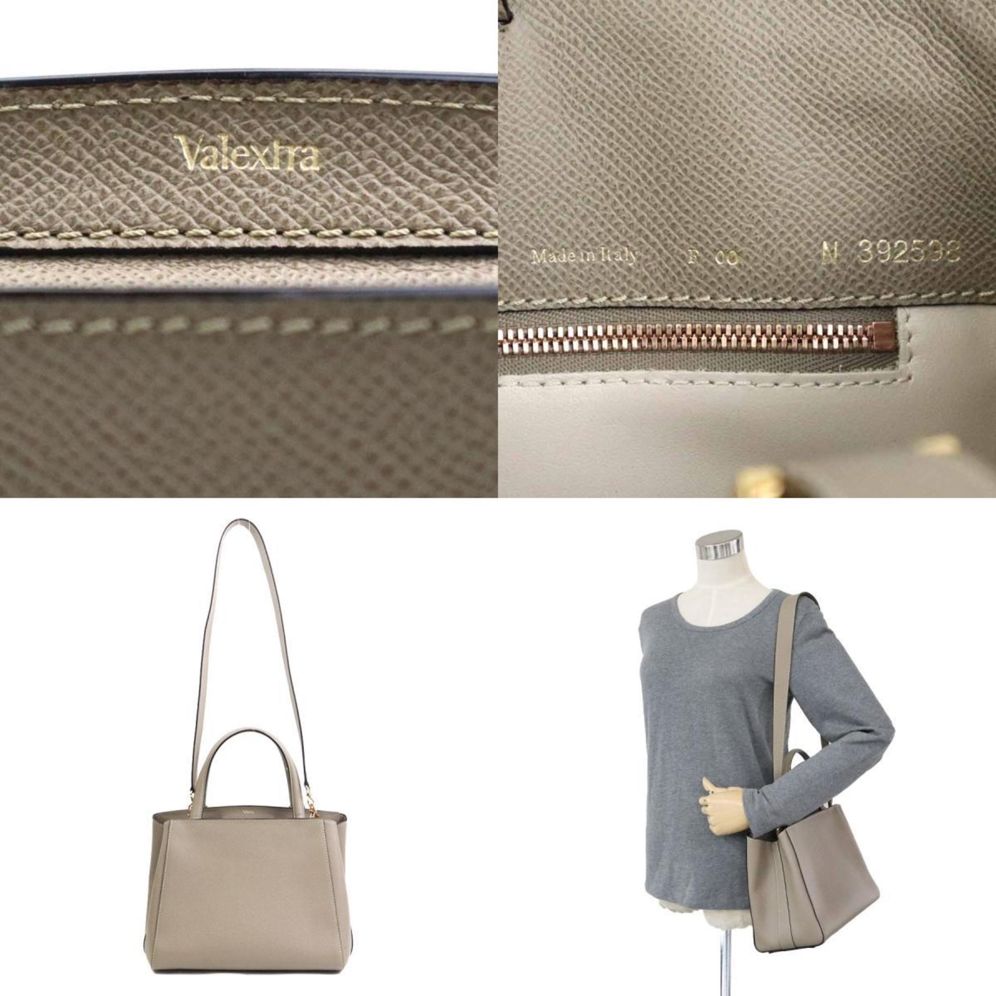 Valextra Grayish Leather Handbag Shoulder Bag (Pre-Owned)