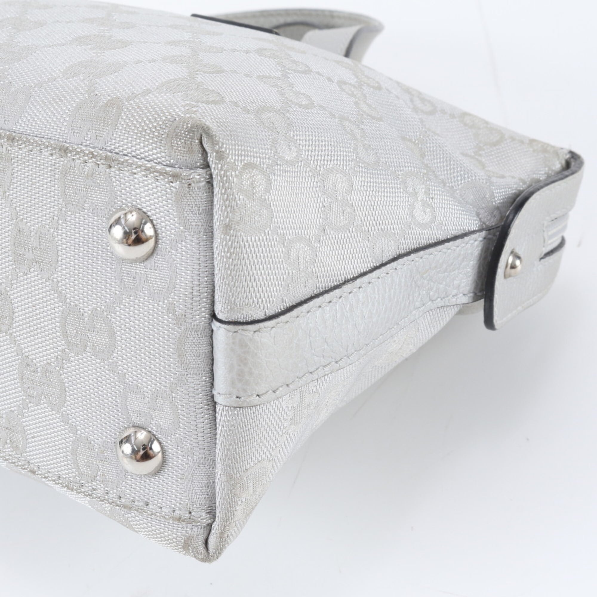 Gucci Leather Canvas Handbag Tote Bag (Pre-Owned)