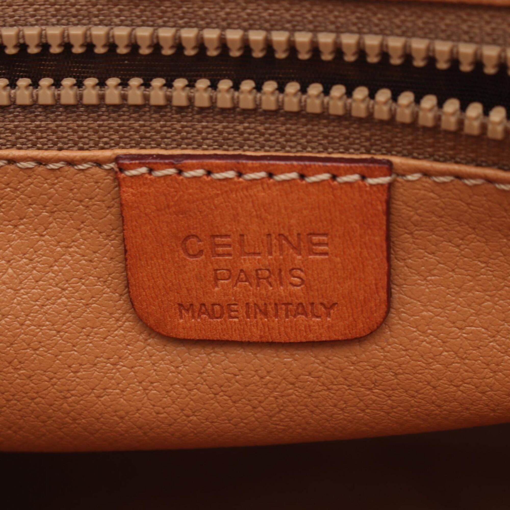 Celine Macadam Beige Brown Coated Canvas Clutch Bag Handbag (Pre-Owned)