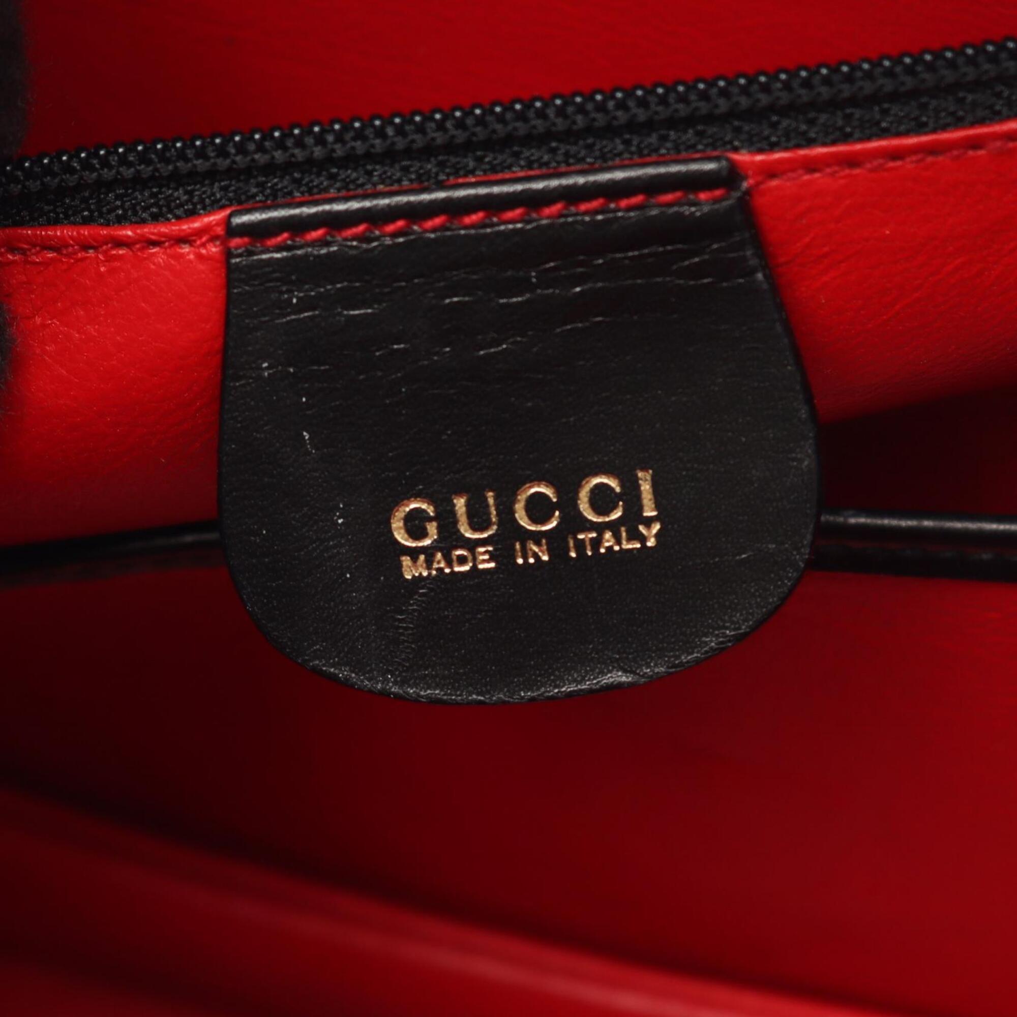 Gucci Bamboo Black Leather Handbag (Pre-Owned)