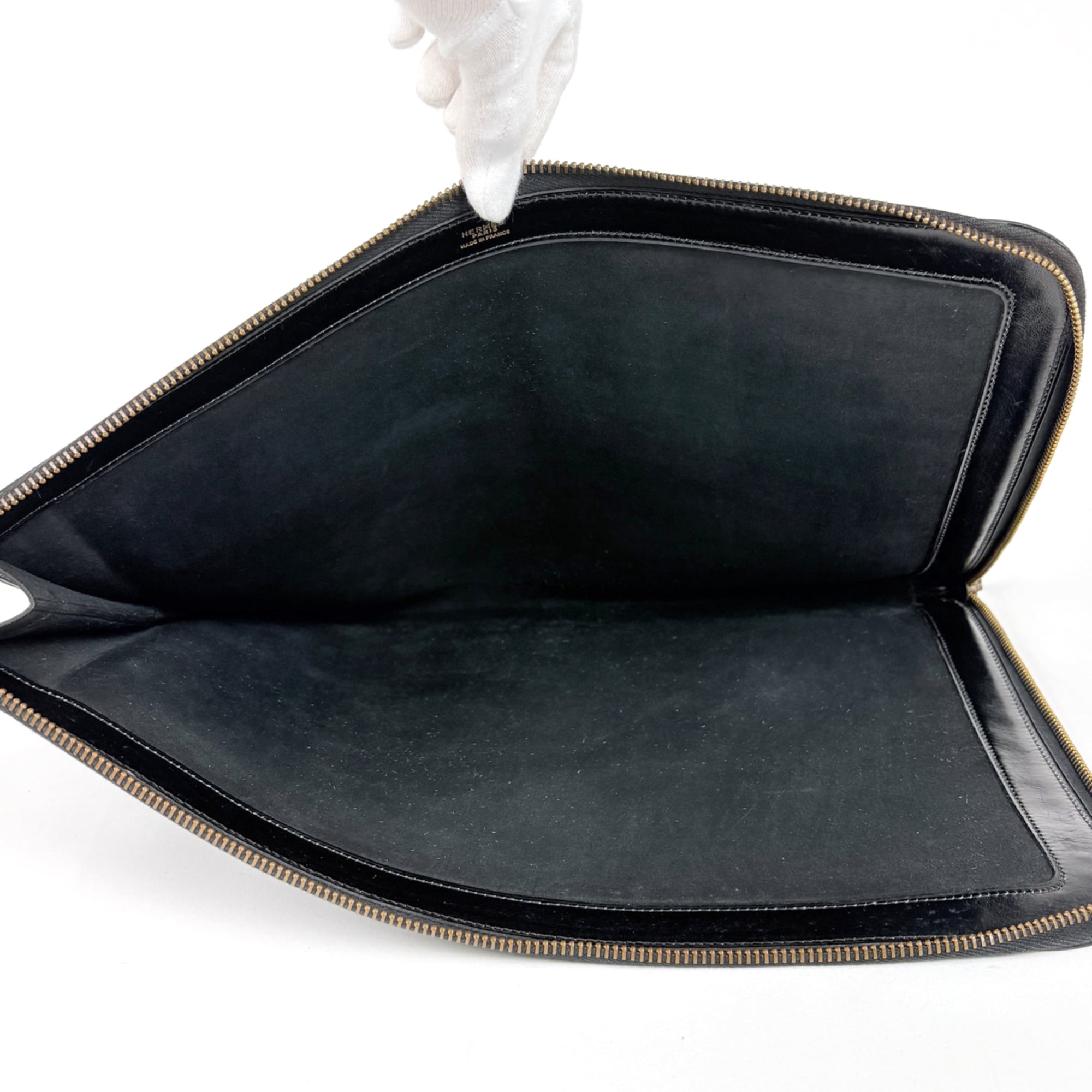 Hermes Black Box Calf Leather Clutch Bag (Pre-Owned)