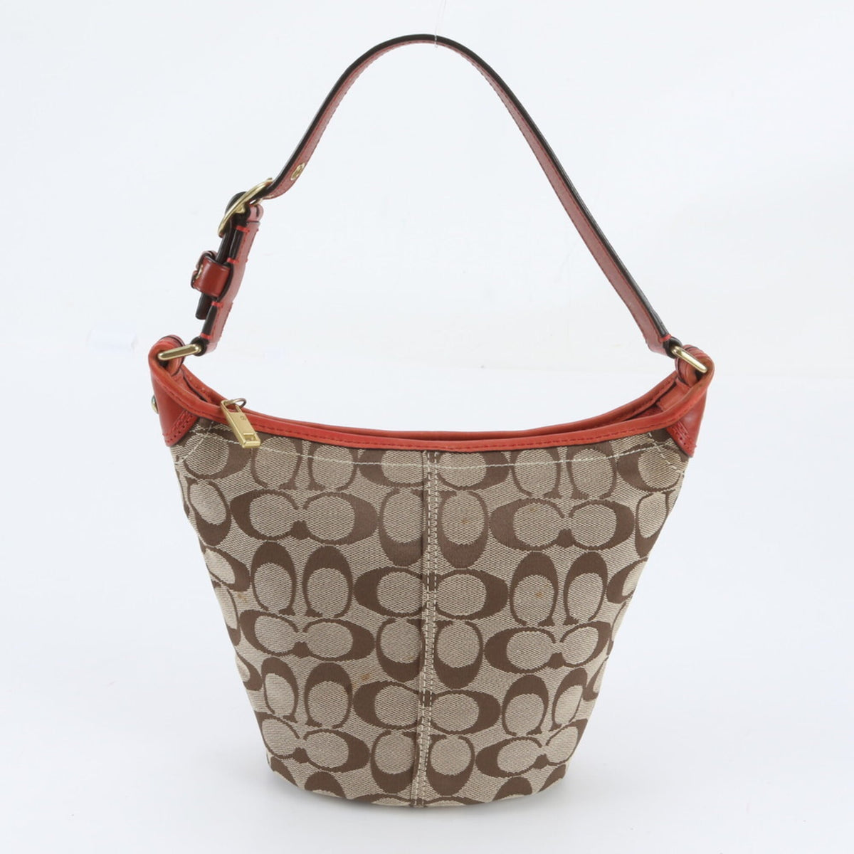 Coach Beige Leather Canvas Handbag Shoulder Bag (Pre-Owned)