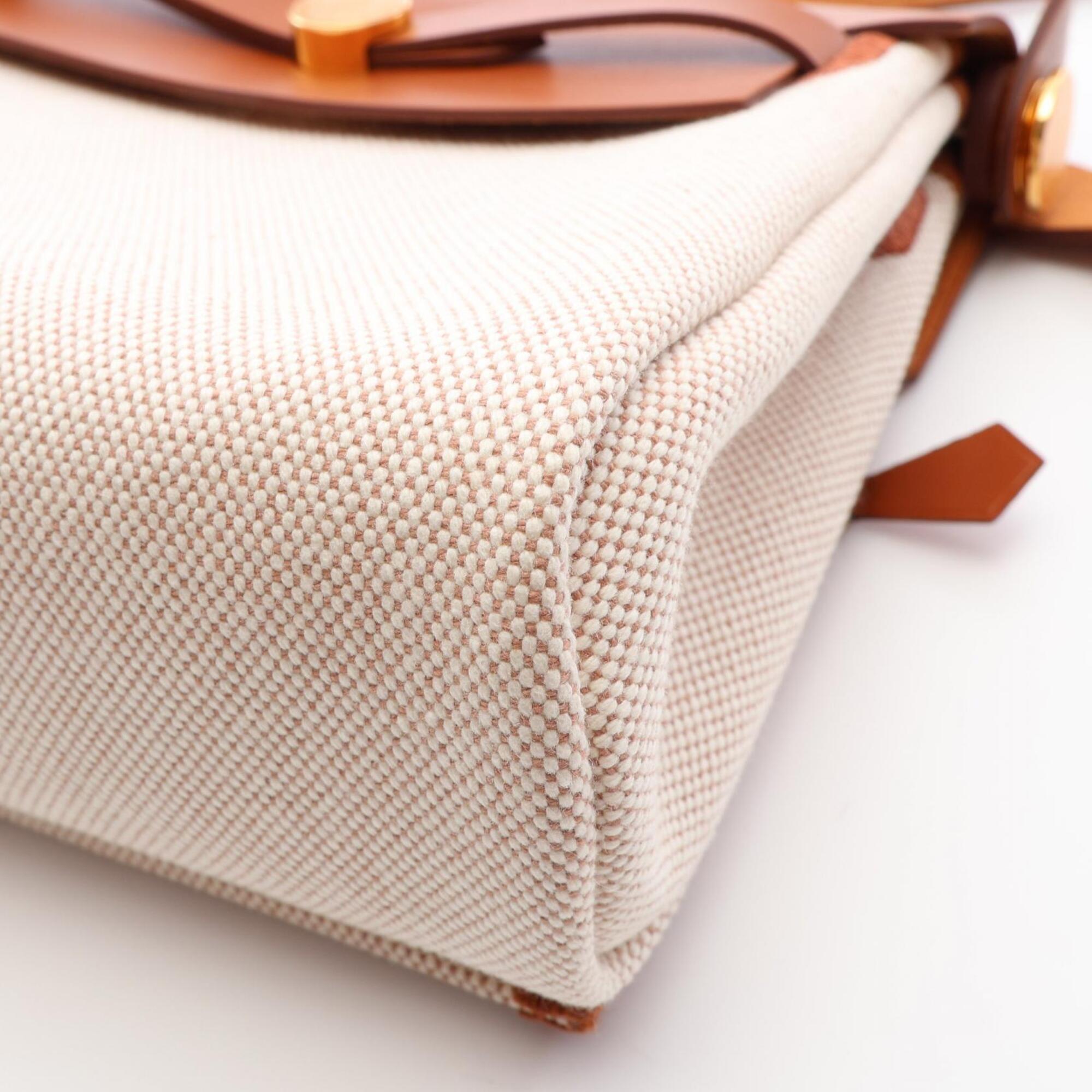 Hermes Brown Ecru Ivory Toile H Handbag Shoulder Bag (Pre-Owned)