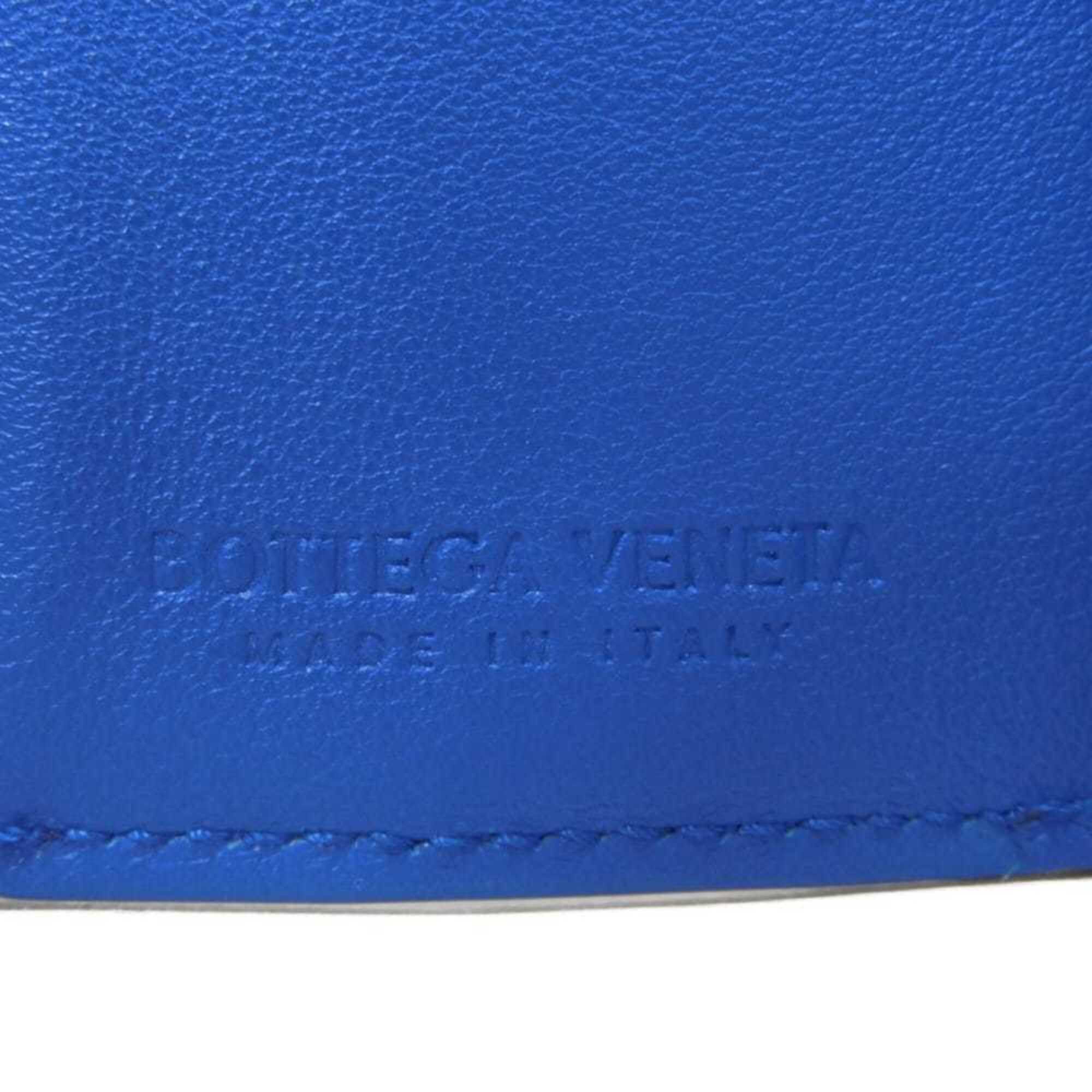 Bottega Veneta Intrecciato Blue Leather Wallet (Tri-Fold) (Pre-Owned)