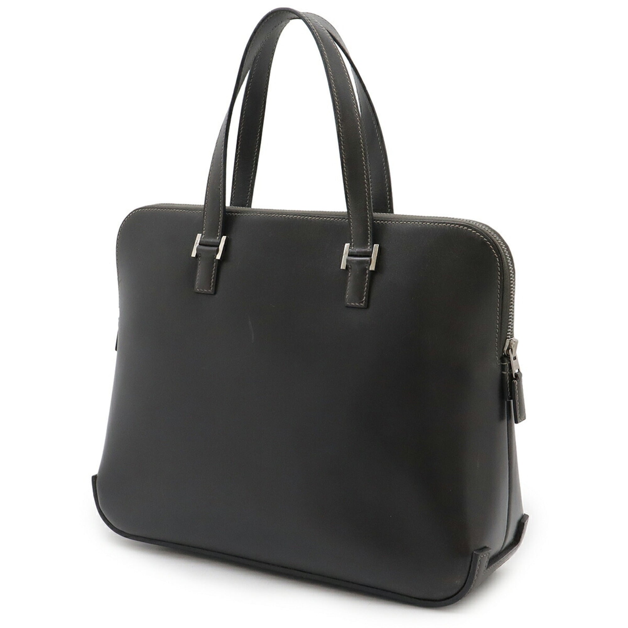 Hermes Dark Gray Box Calf Leather Handbag Tote Bag (Pre-Owned)