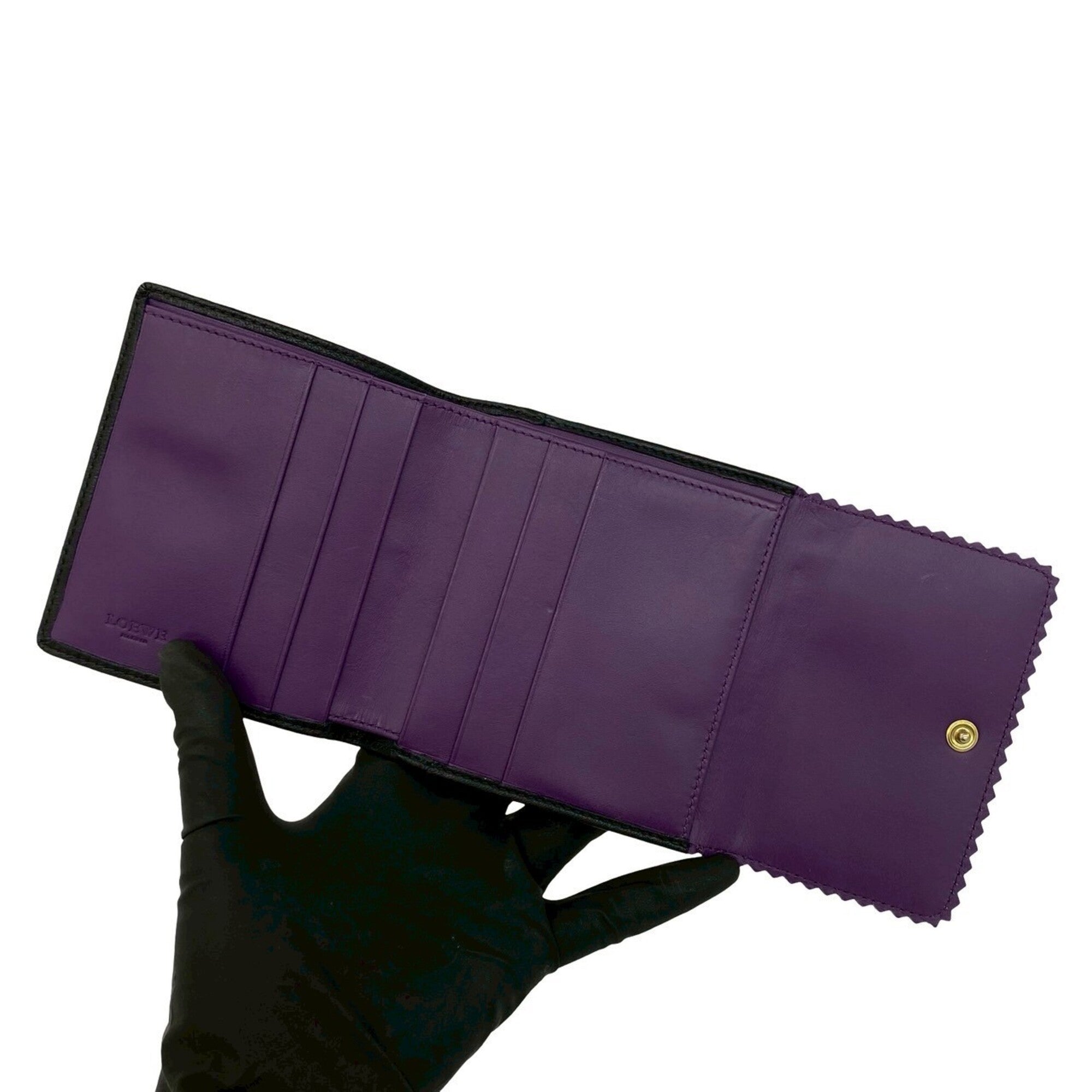 Loewe Black Purple Leather Wallet (Tri-Fold) (Pre-Owned)