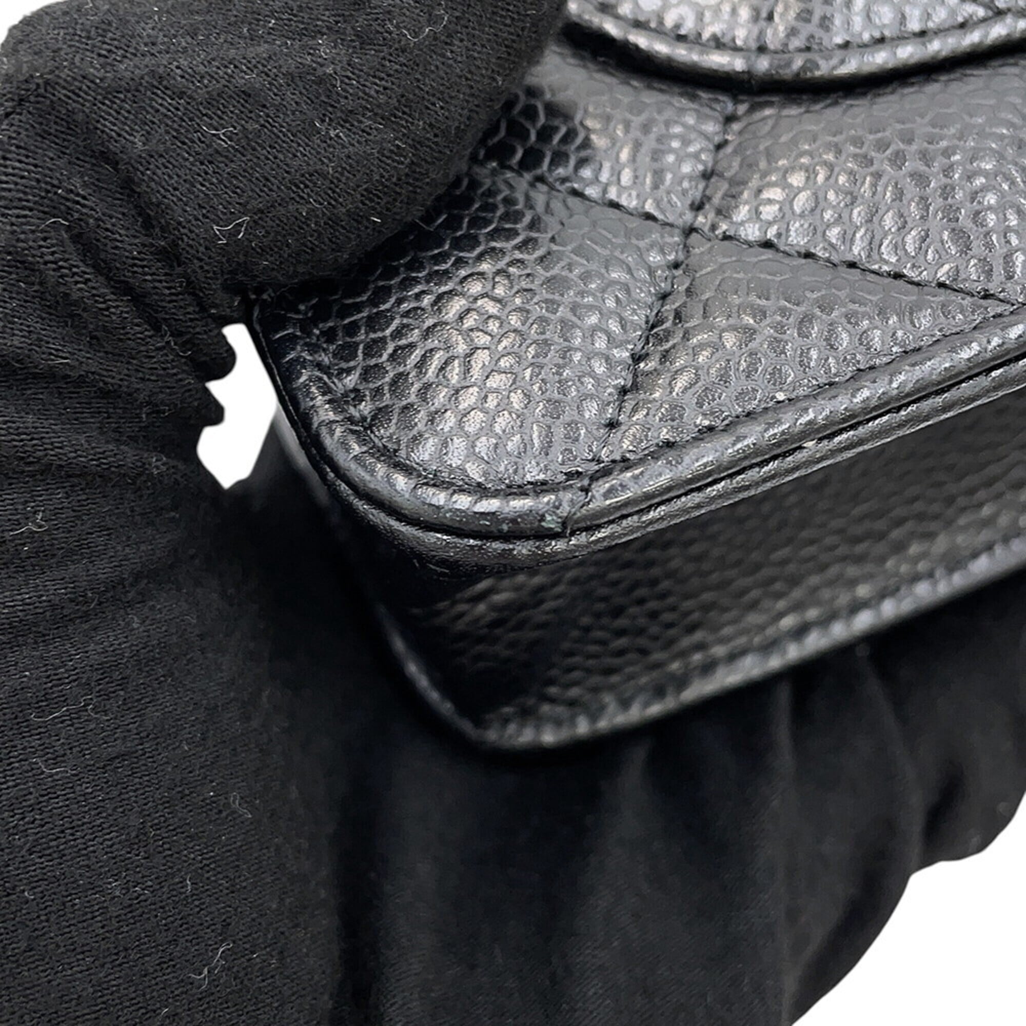 Chanel Matelasse Black Grained Calfskin Chain/Shoulder Wallet (Pre-Owned)