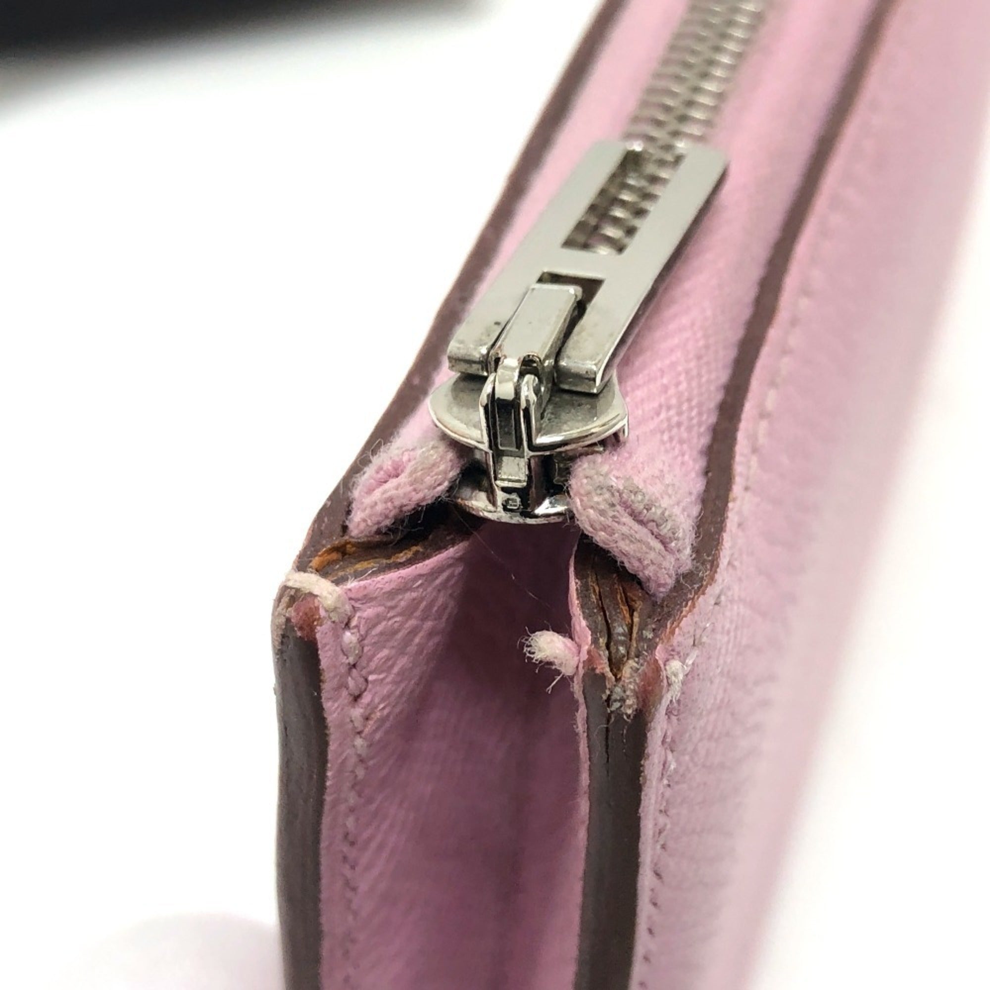 Hermes Pink Yellow Epsom Leather Long Wallet (Bi-Fold) (Pre-Owned)