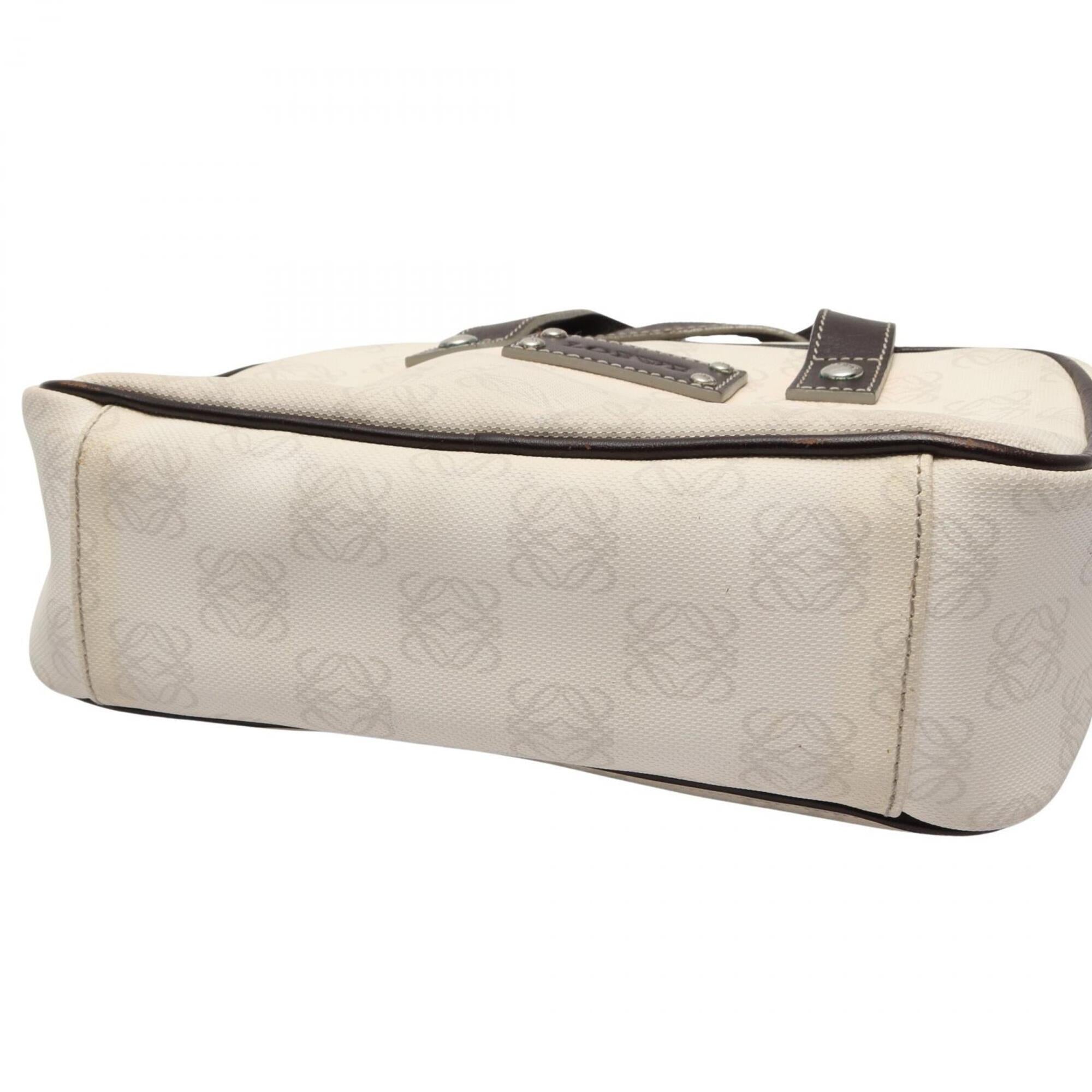 Loewe Brown White Coated Canvas Leather Handbag (Pre-Owned)