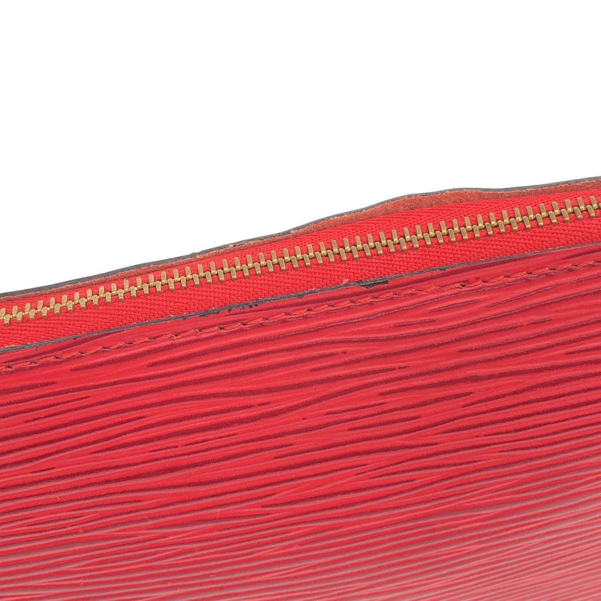 Louis Vuitton Red Color Leather Pochette Pouch (Pre-Owned)