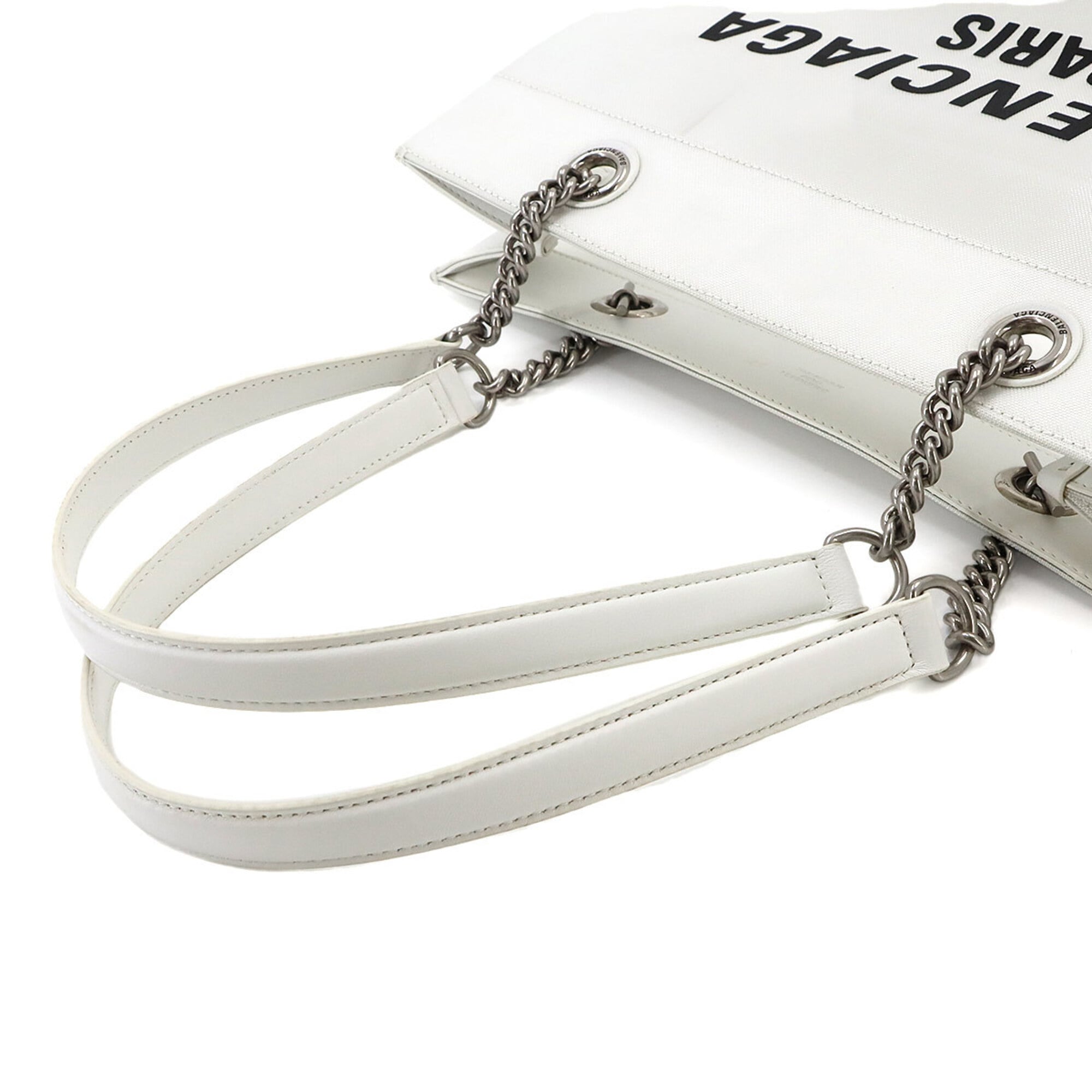 Balenciaga White Mesh Leather Tote Bag (Pre-Owned)