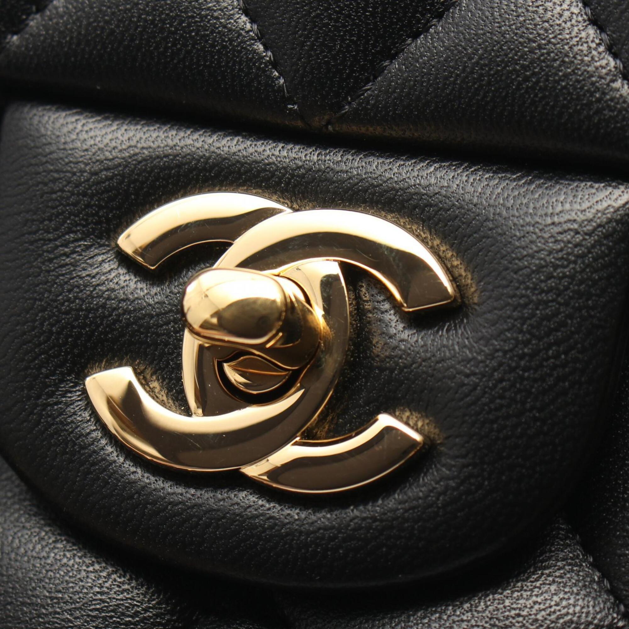 Chanel Black Leather Handbag Shoulder Bag (Pre-Owned)