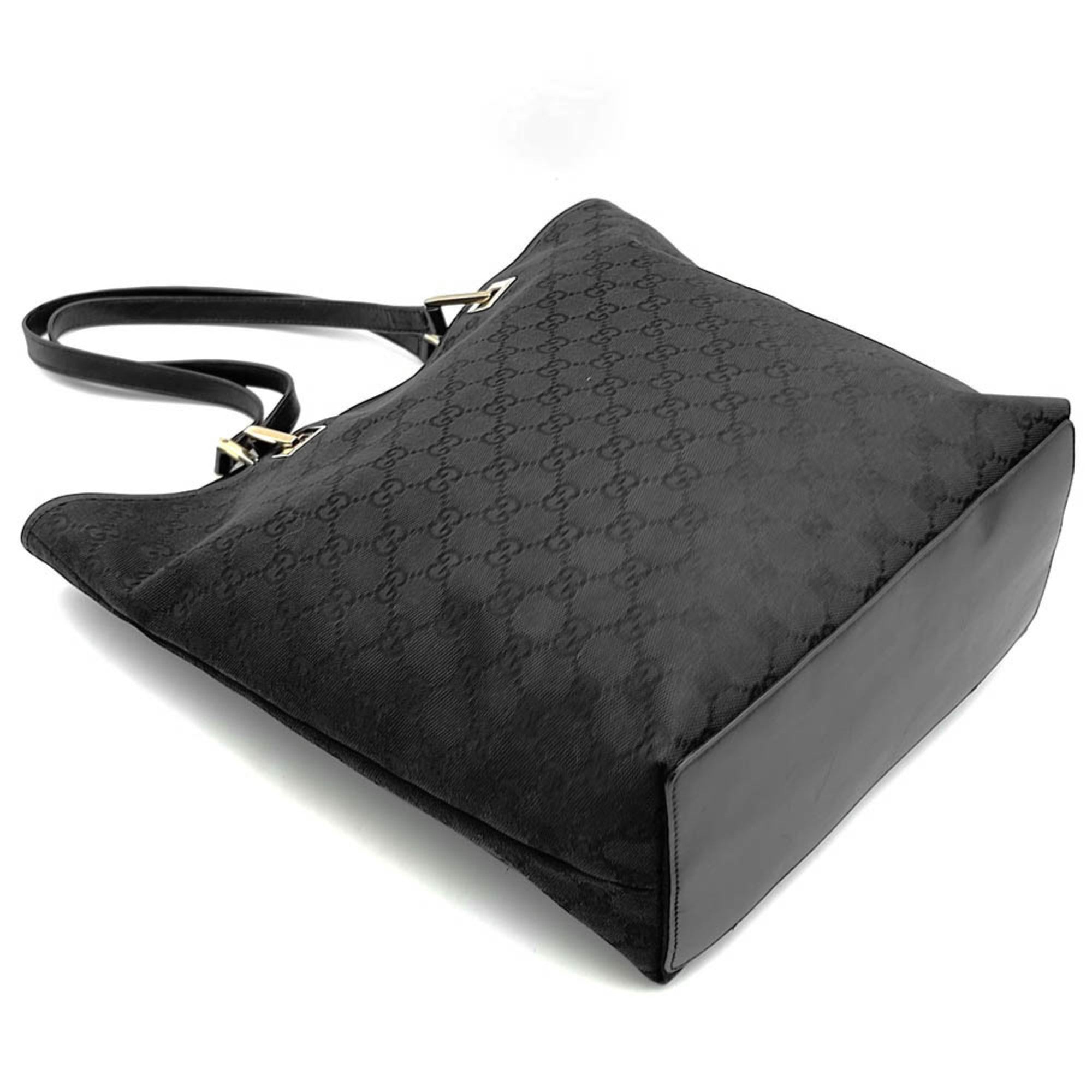 Gucci Black Gg Canvas Handbag Shoulder Bag Tote Bag (Pre-Owned)