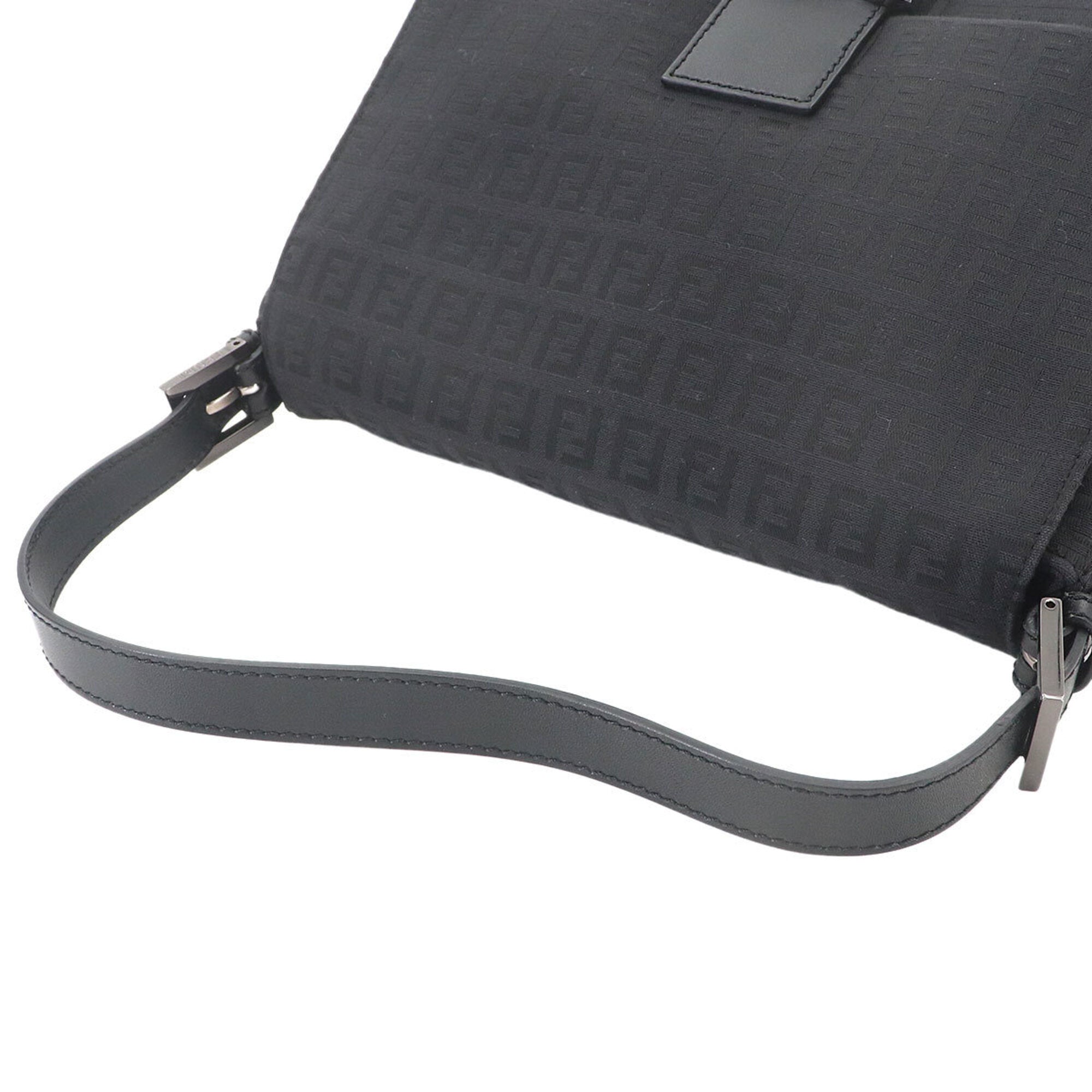 Fendi Black Canvas Leather Baguette Bag Handbag Shoulder Bag (Pre-Owned)