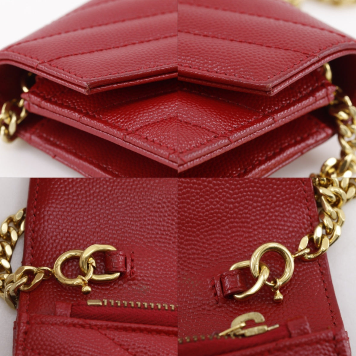 Yves Saint Laurent Red Color Leather Shoulder Bag (Pre-Owned)