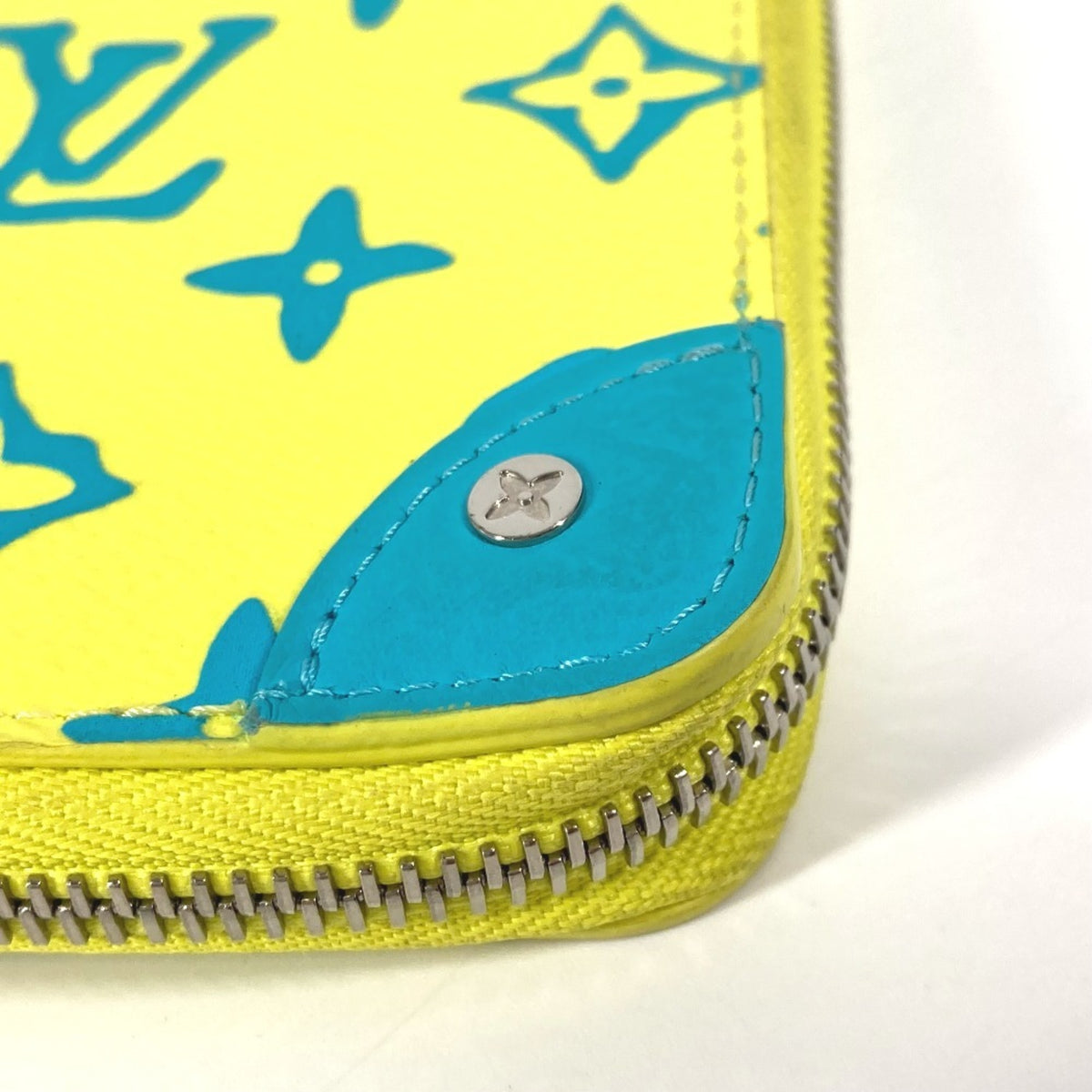Louis Vuitton Monogram Blue Yellow Monogram Leather Long Wallet (Bi-Fold) (Pre-Owned)