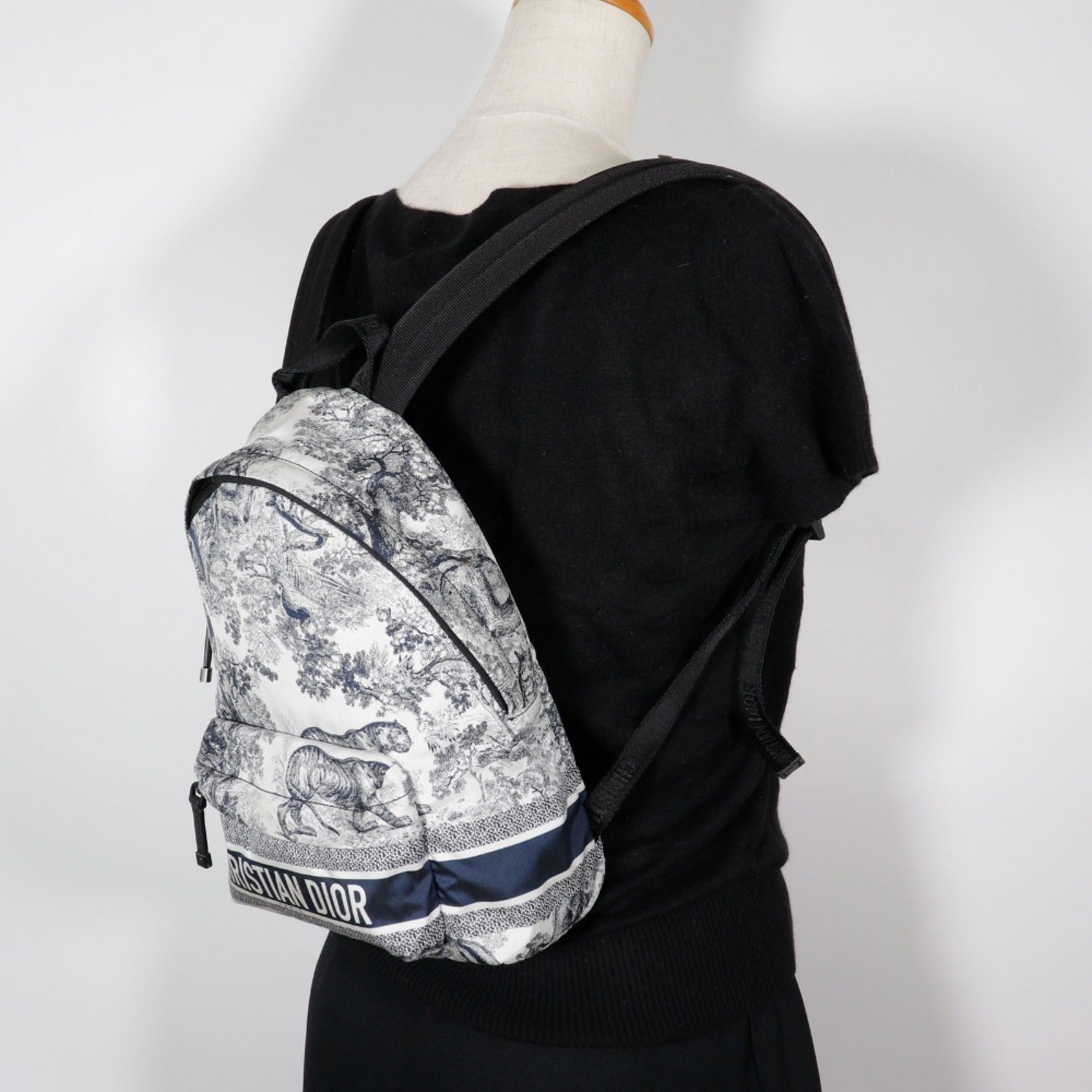 Christian Dior Black White Nylon Backpack (Pre-Owned)