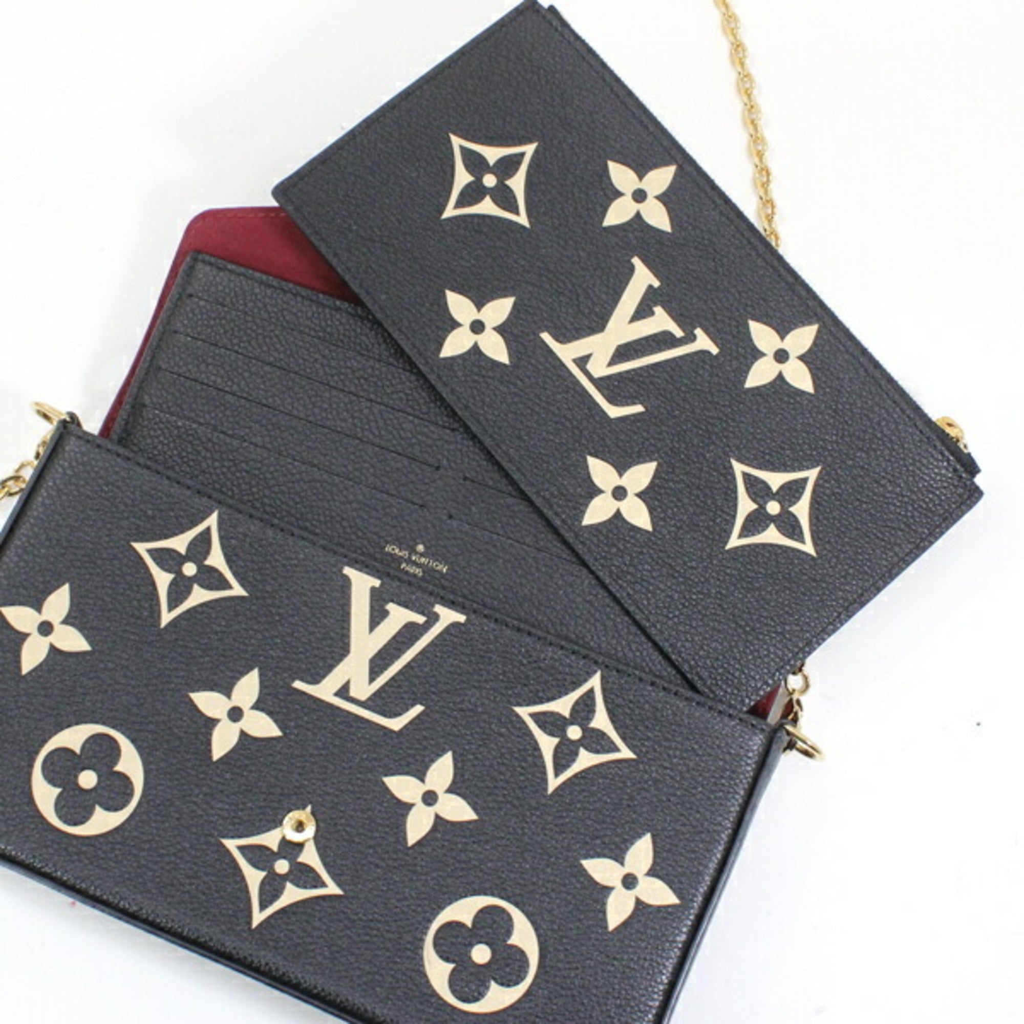 Louis Vuitton Beige Bicolor Black Monogram Empreinte Clutch Bag Pochette Shoulder Bag (Pre-Owned)