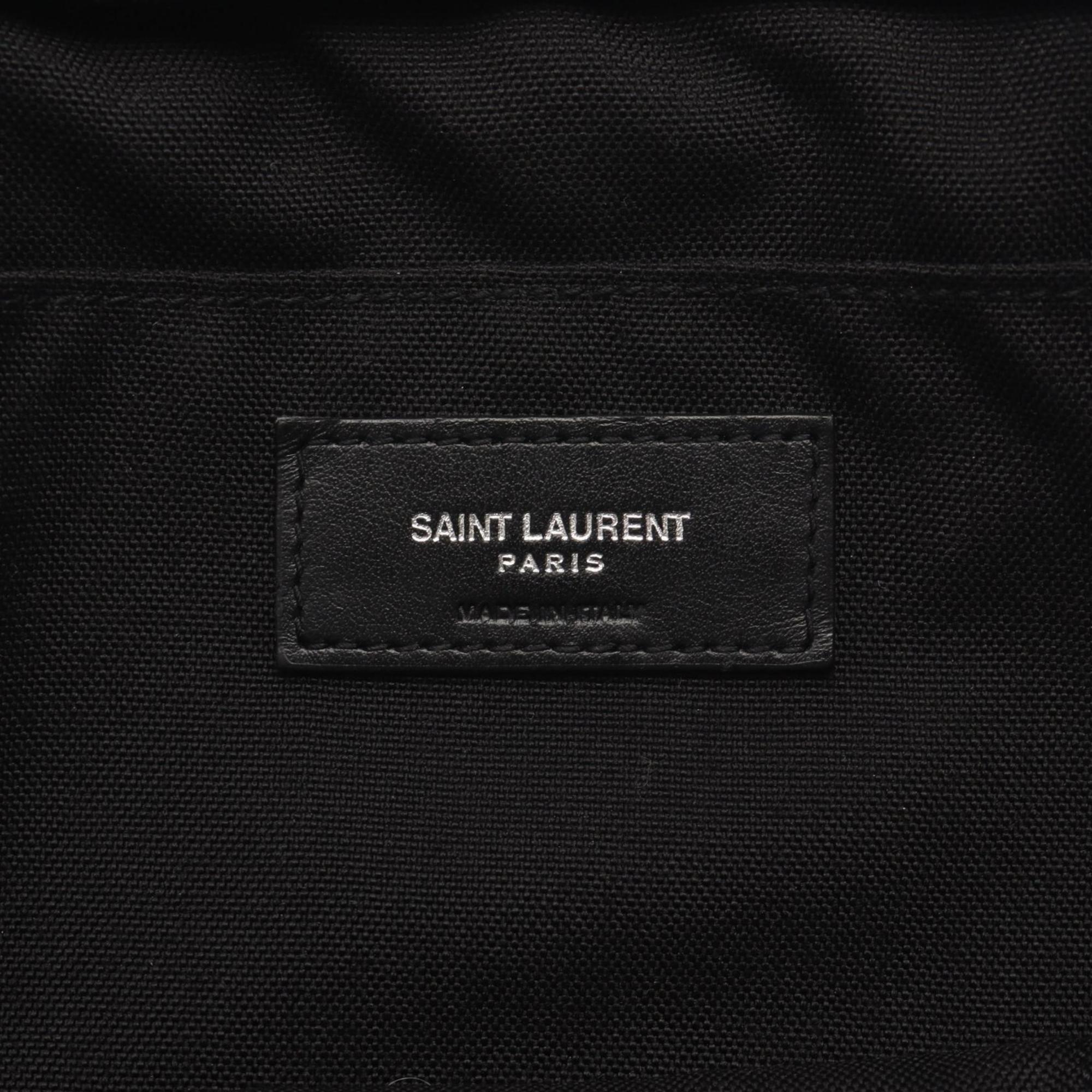 Yves Saint Laurent Black Canvas Leather Handbag Shoulder Bag (Pre-Owned)