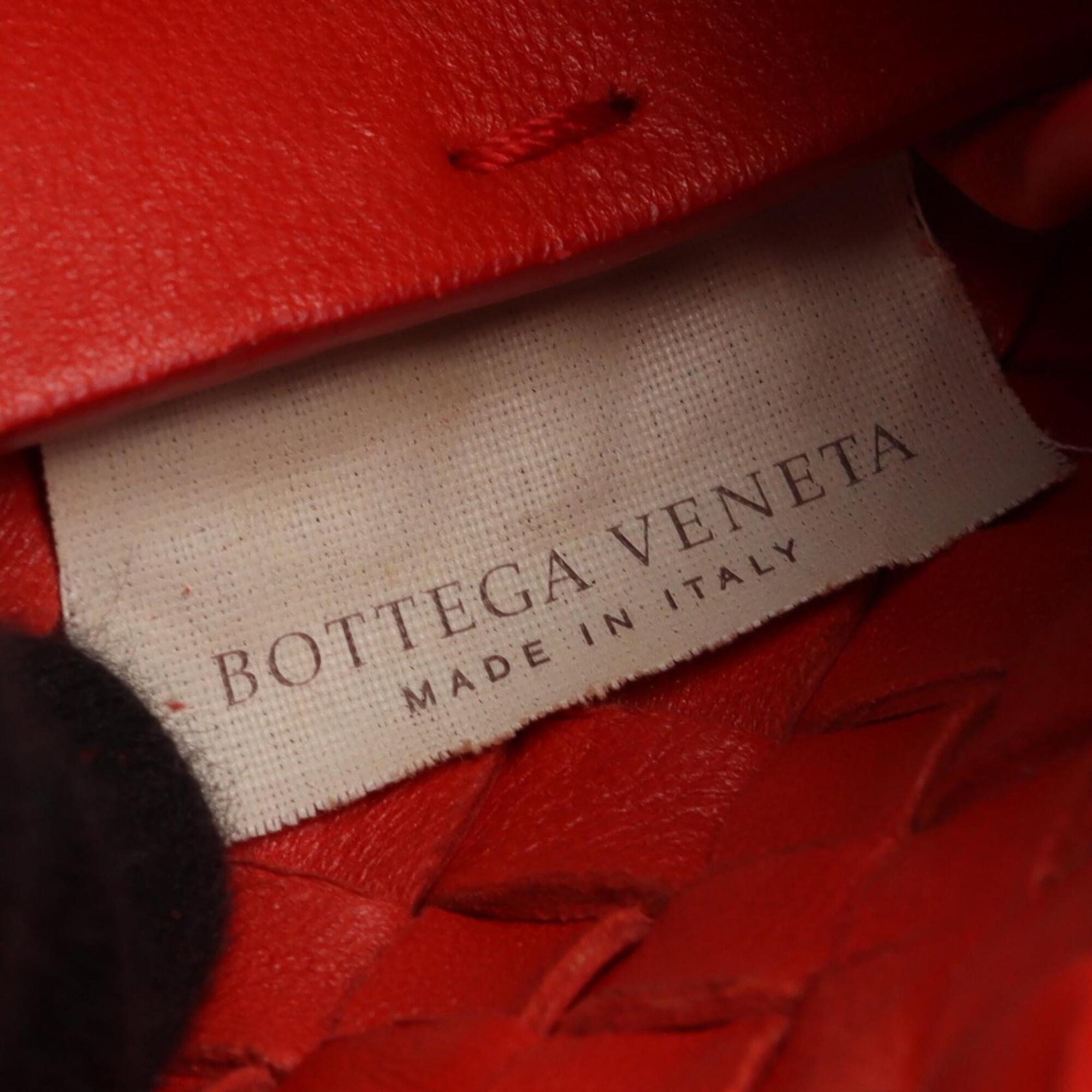 Bottega Veneta Red Color Leather Handbag Pouch Tote Bag (Pre-Owned)