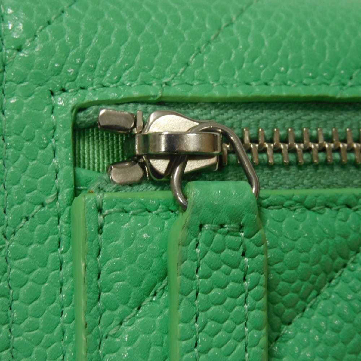 Chanel Light Green Grained Calfskin Wallet (Tri-Fold) (Pre-Owned)
