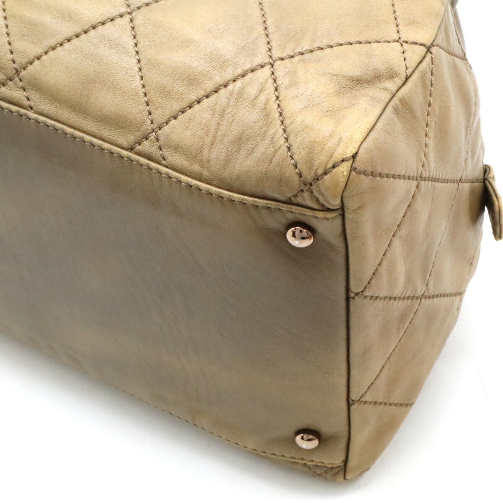 Chanel Brown Leather Boston Bag Tote Bag (Pre-Owned)