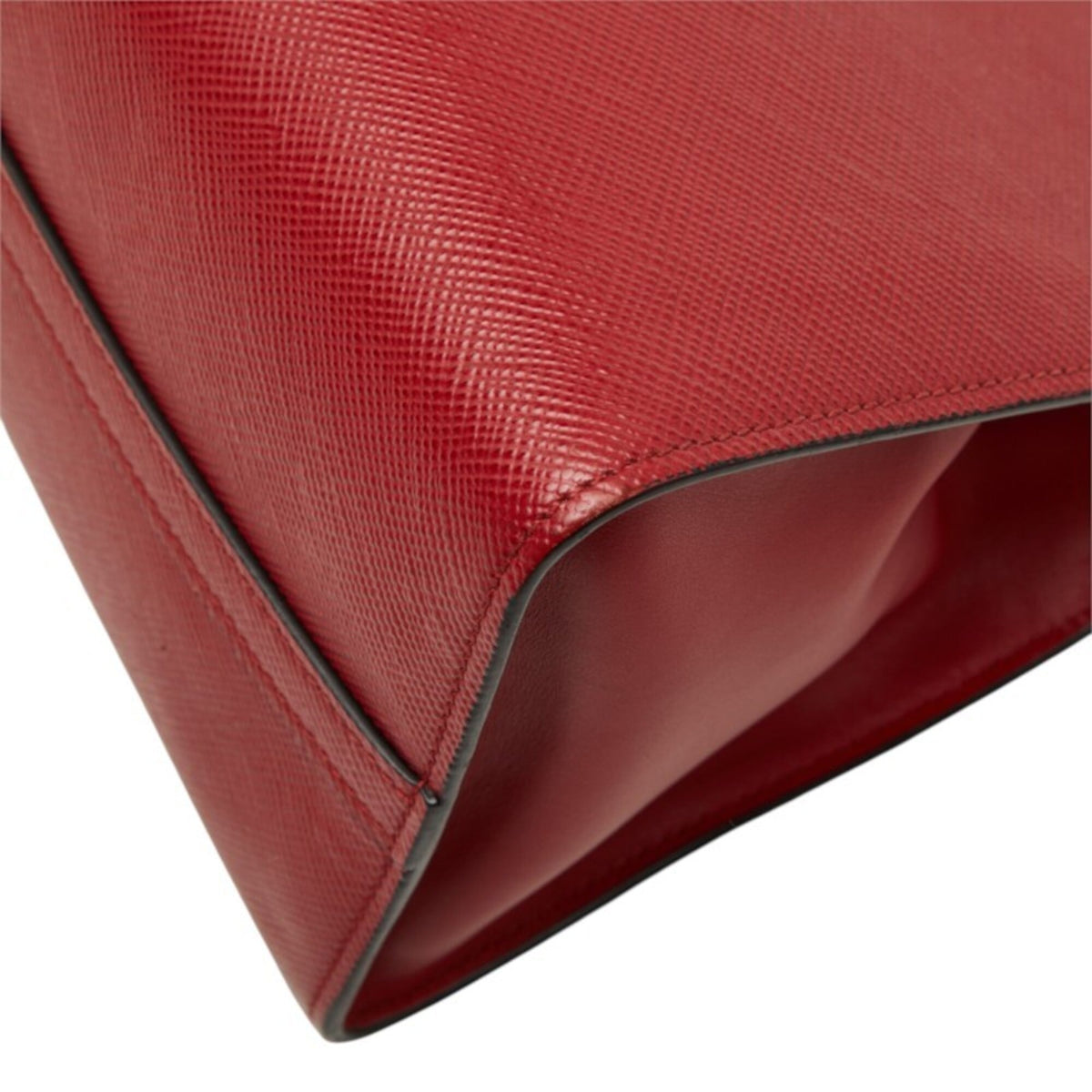 Prada Red Color Leather Handbag Shoulder Bag (Pre-Owned)
