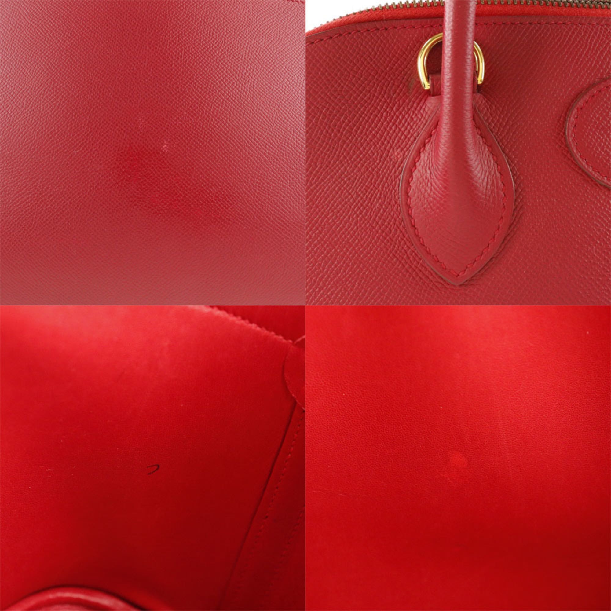 Hermes Bolide Red Color Courchevel Leather Handbag (Pre-Owned)