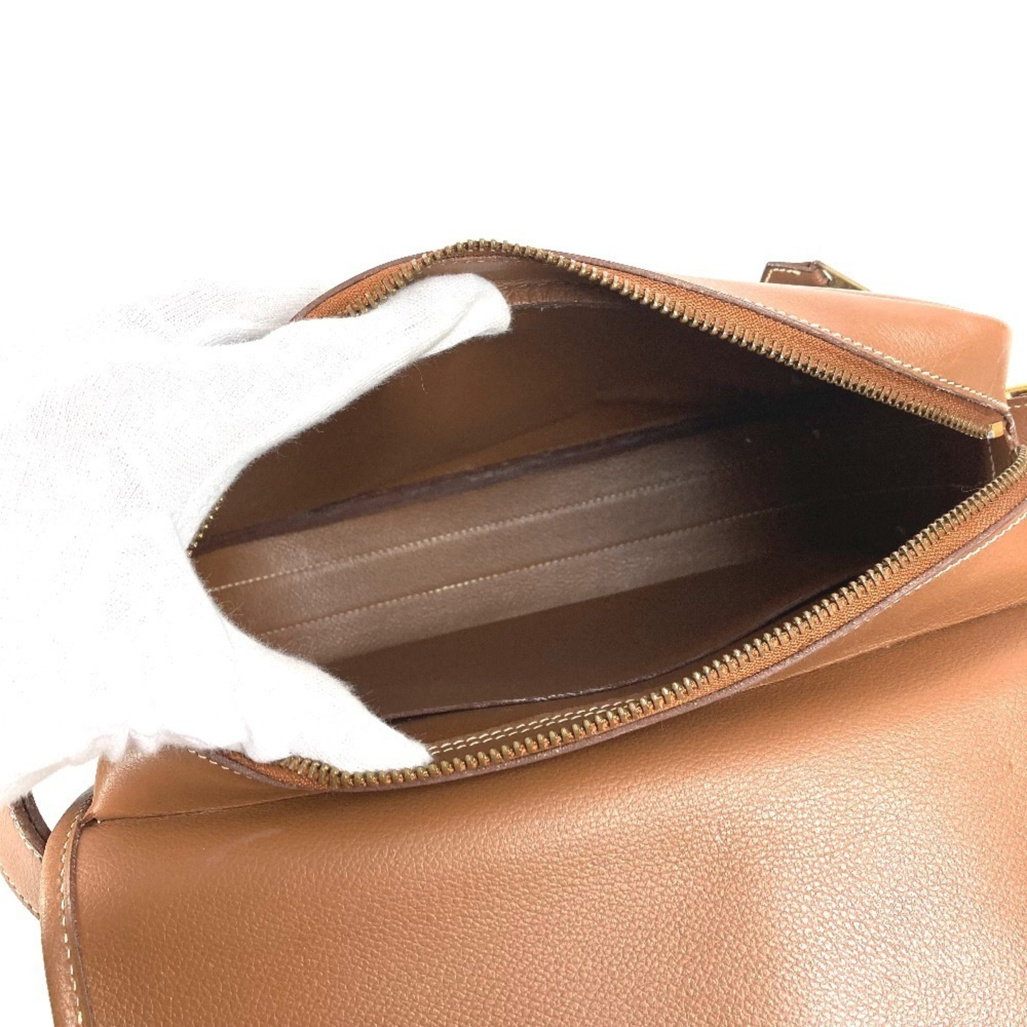 Hermes Brown Leather Handbag Shoulder Bag (Pre-Owned)