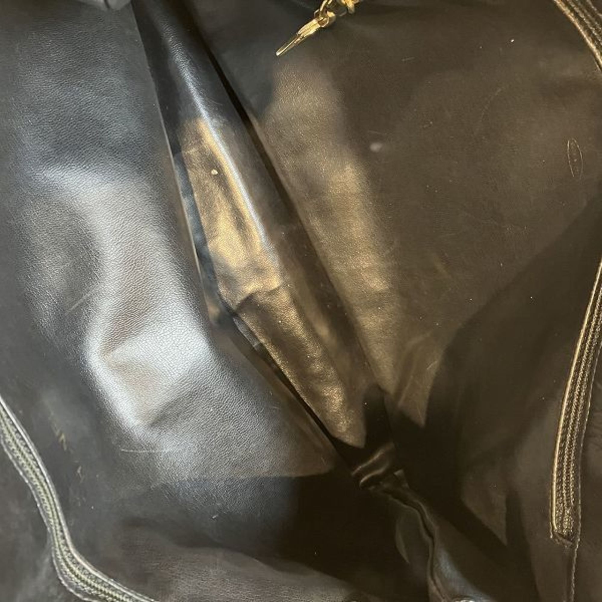 Chanel Bicolor Black Leather Shoulder Bag Tote Bag (Pre-Owned)