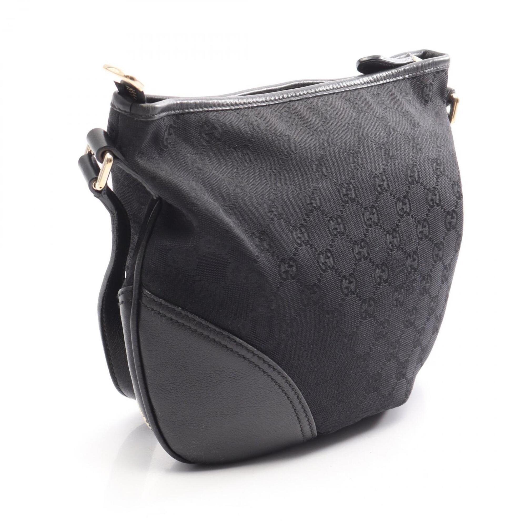 Gucci Black Gg Canvas Leather Handbag Shoulder Bag (Pre-Owned)