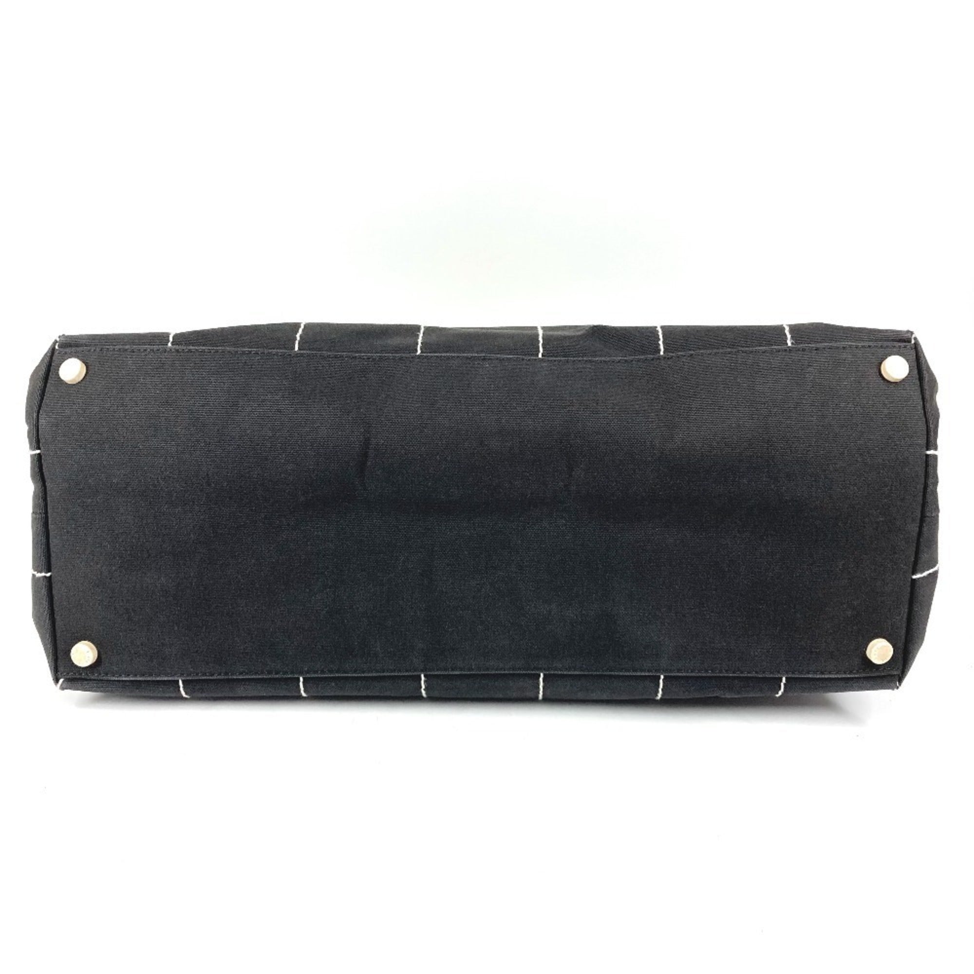 Chanel Black White Canvas Handbag Shoulder Bag Tote Bag (Pre-Owned)
