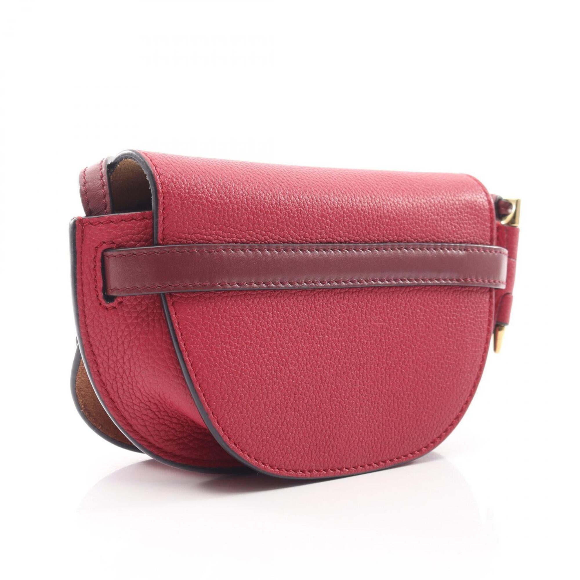 Loewe Bordeaux Red Color Leather Handbag Shoulder Bag (Pre-Owned)