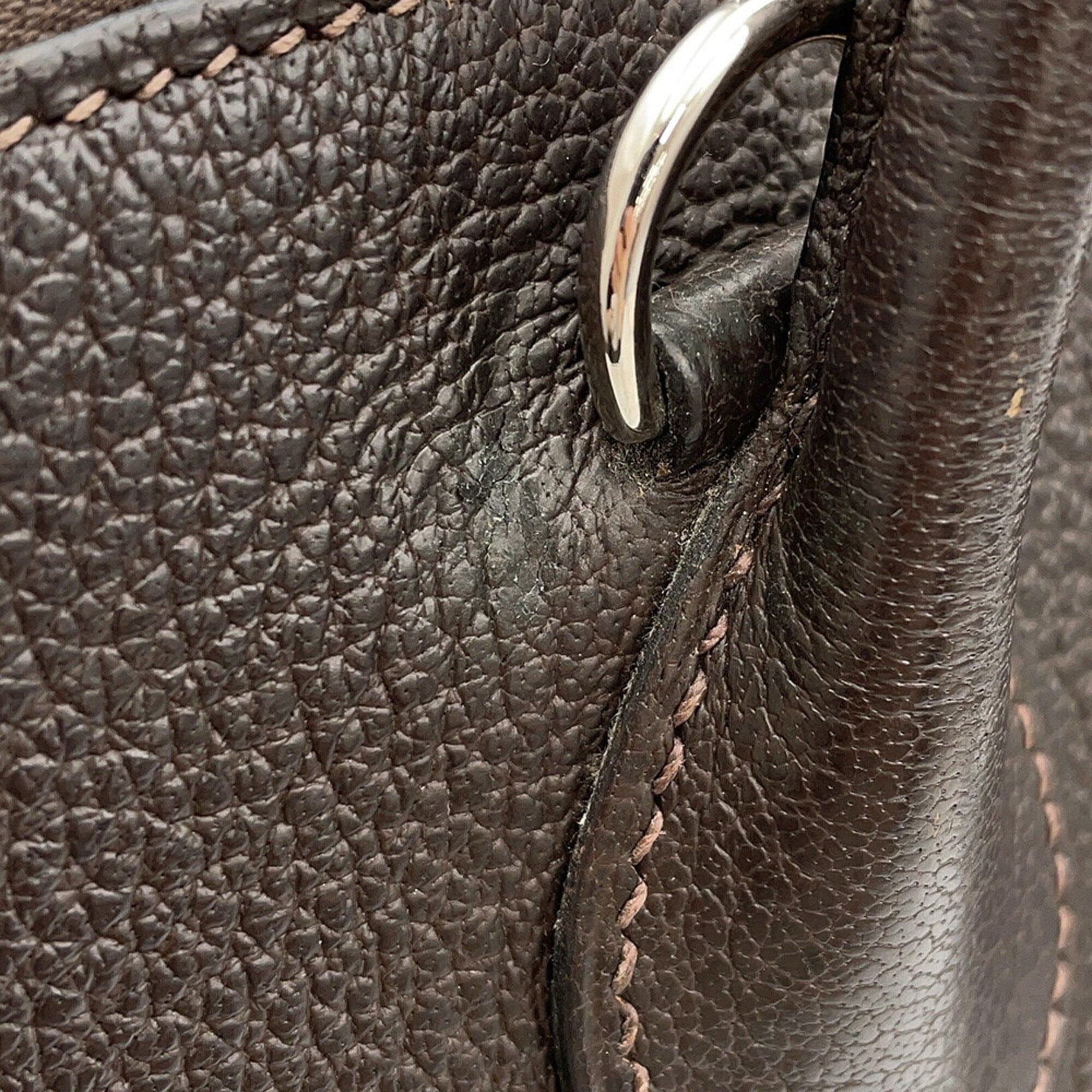 Hermes Cacao Taurillon Clemence Leather Handbag Shoulder Bag (Pre-Owned)